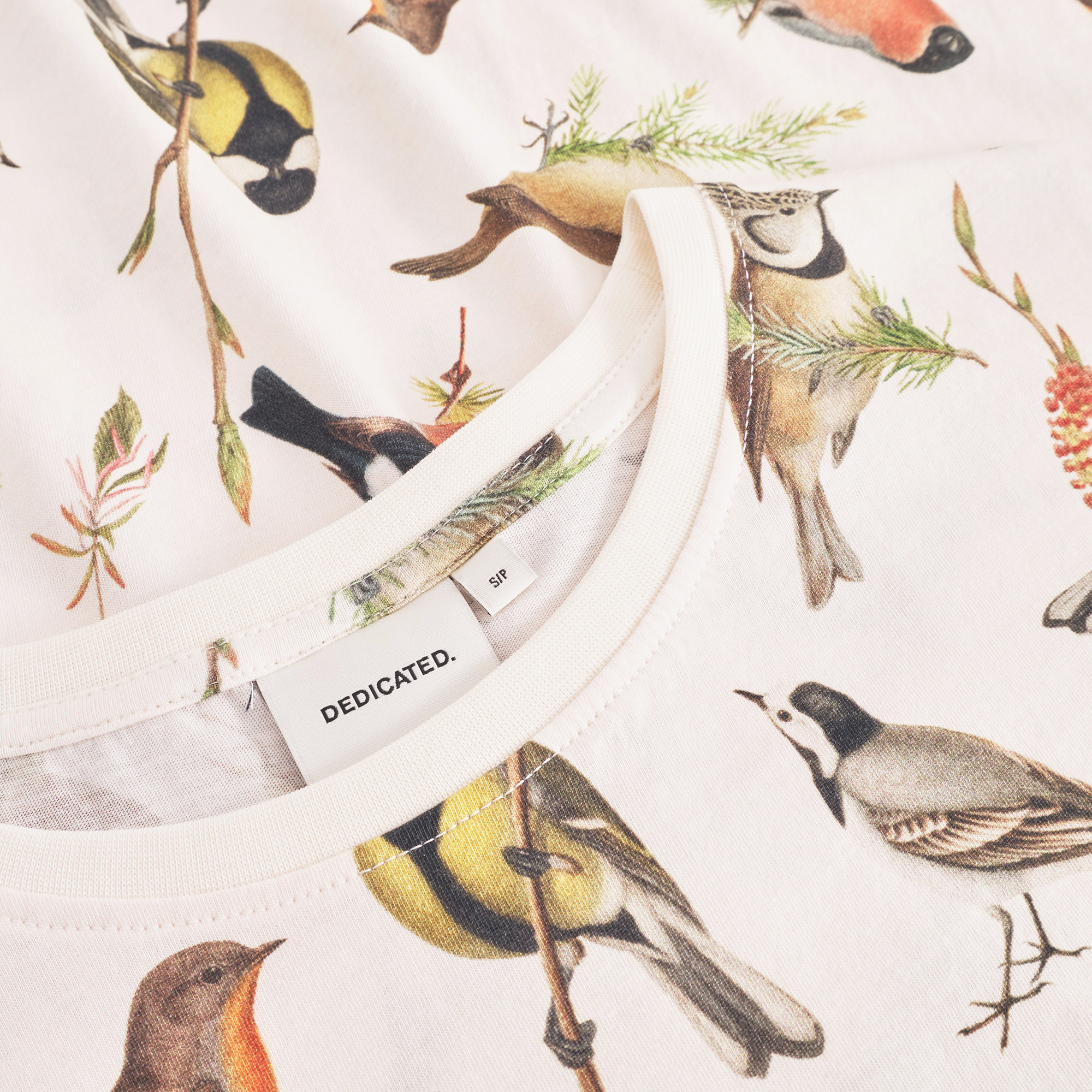 T-shirt Visby Autumn Birds Off White - coton biologique - Dedicated 03