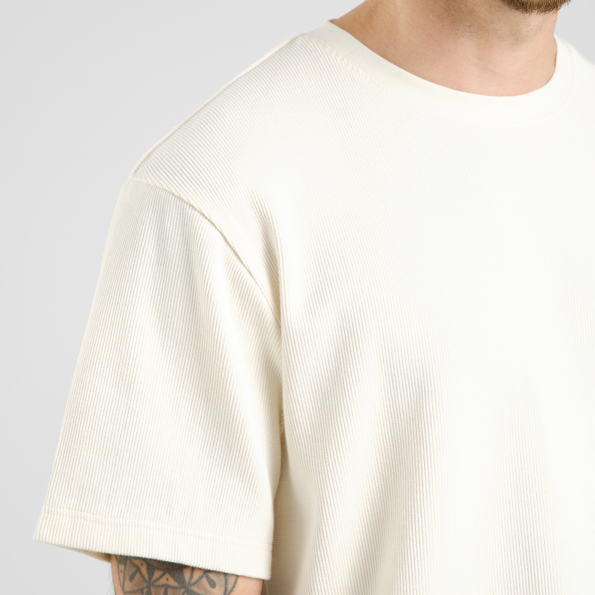T-shirt Danviken Waffle Off-White - coton biologique - Dedicated 02