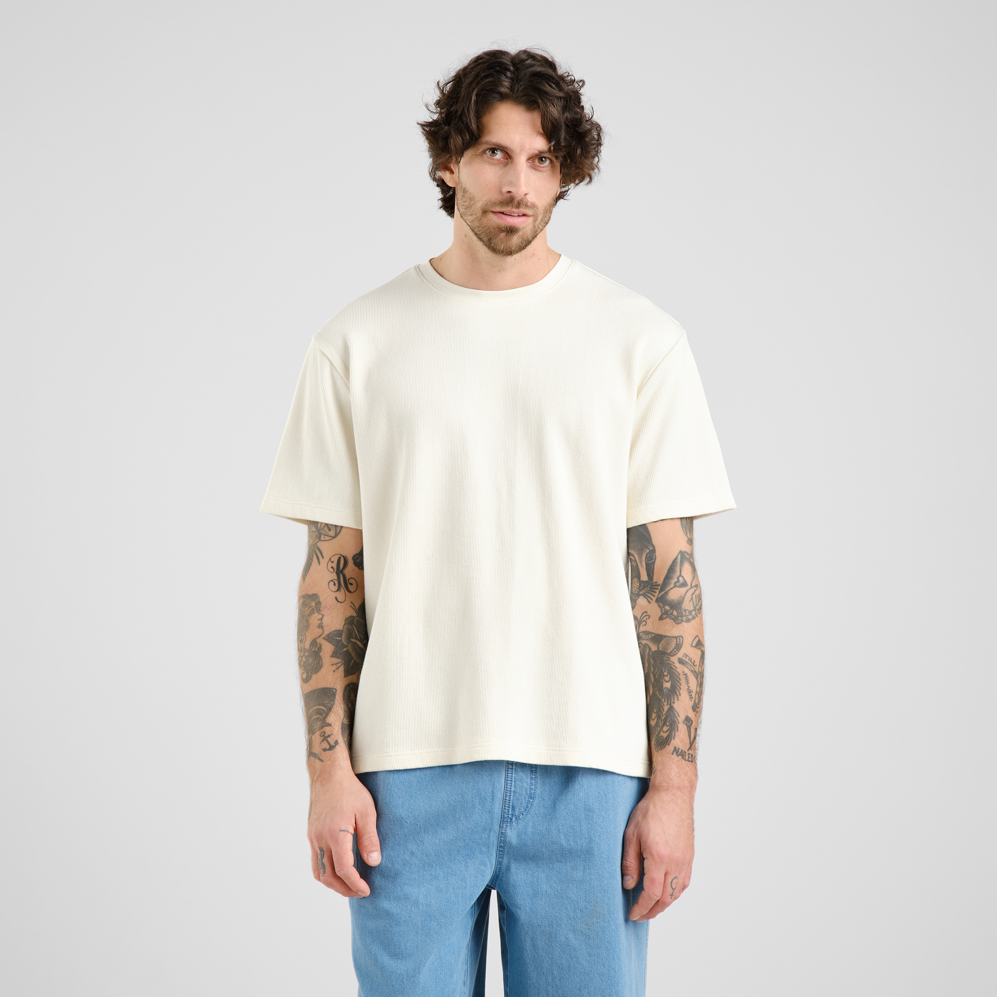 T-shirt Danviken Waffle Off-White - coton biologique - Dedicated 01
