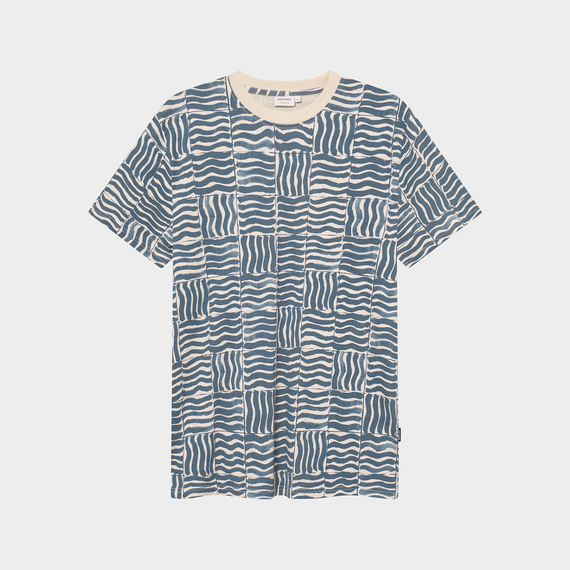 T-shirt Stockholm Wave Tiles Blue - coton biologique - Dedicated 02