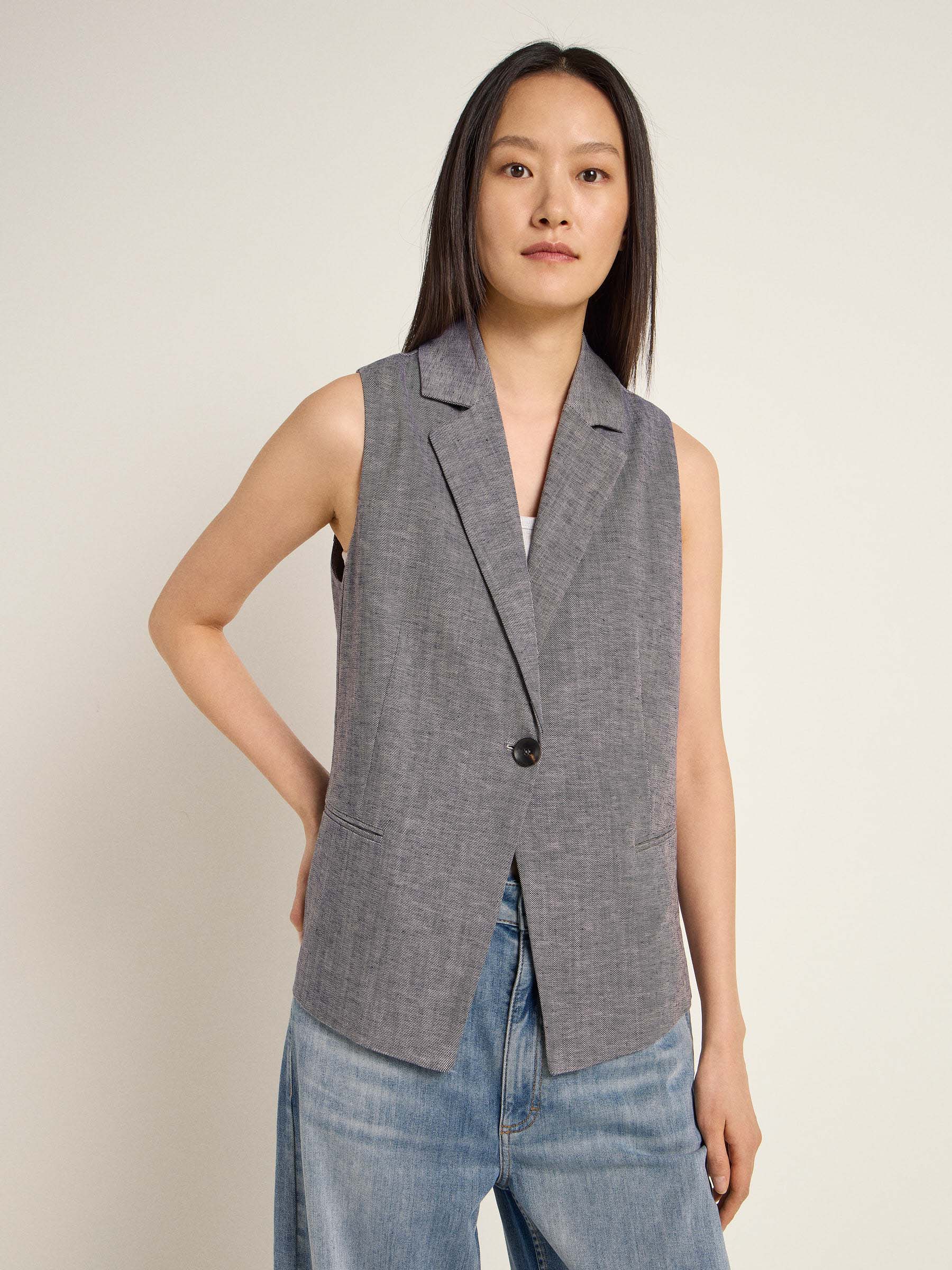 Blazer-Zuri-dark-blue-melange-coton-biologique-lin-Lanius01