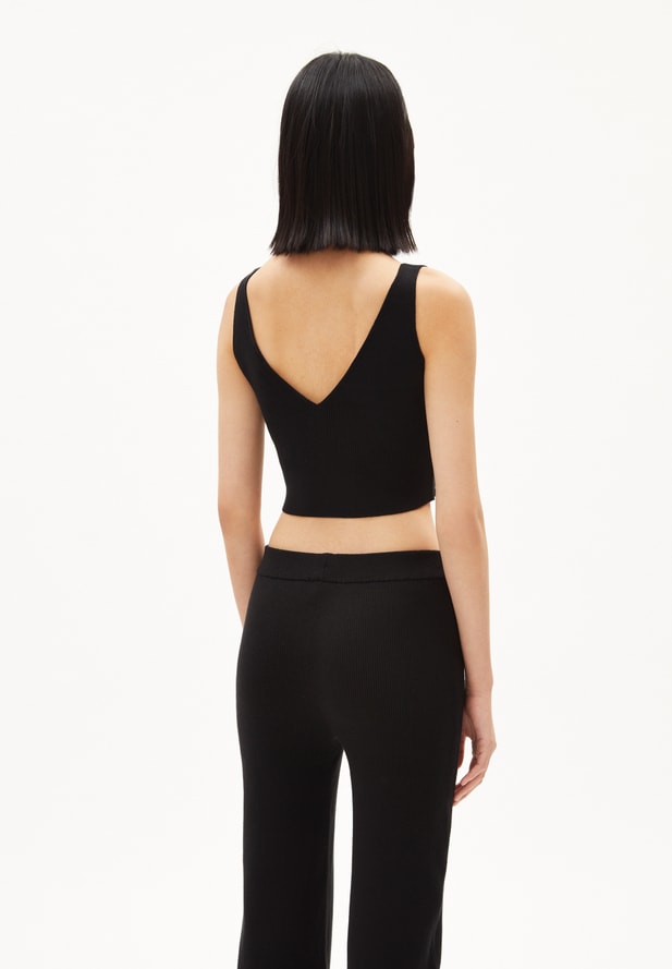 Crop Top Telmaa - black - coton bio - polyamide recyclée - Armed Angels 02