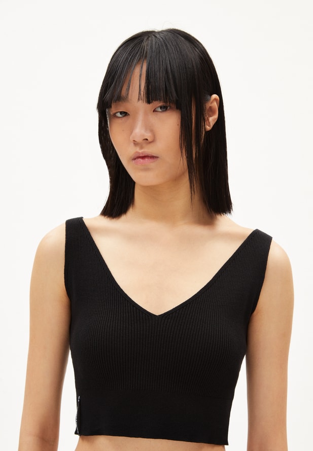 Crop Top Telmaa - black - coton bio - polyamide recyclée - Armed Angels 03