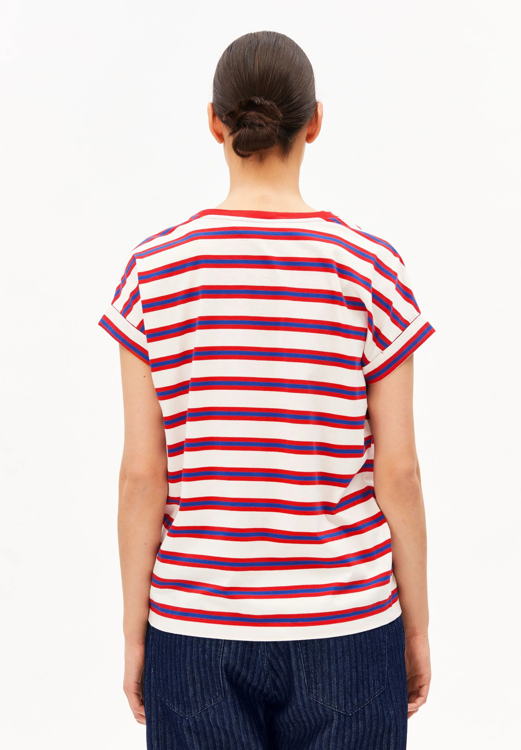 T-shirt-Idaara-Striped-oatmilk-mars-red-dynamo-blue-coton-biologique-Armed-Angels02