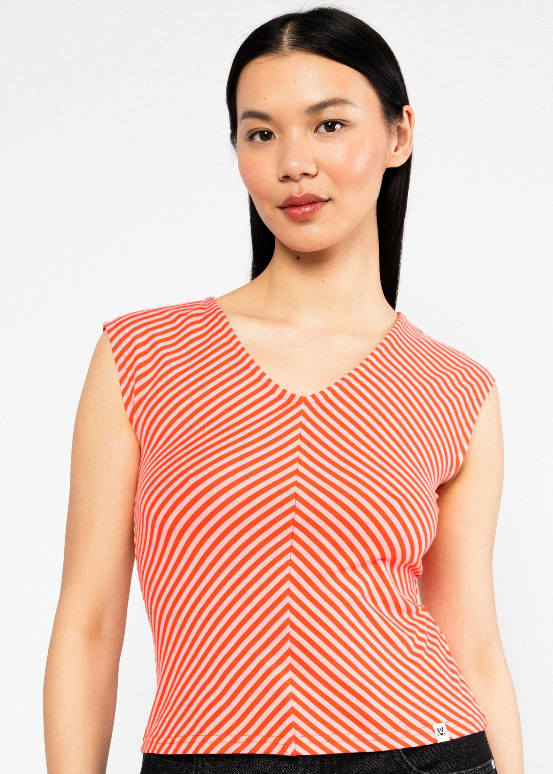 T-shirt-vintage-v-neck-red-viva-el-sol-stripe-coton-biologique-Blutsgeschwister04