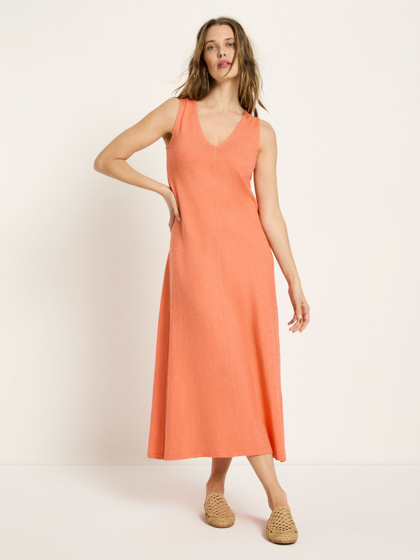 Robe-Armelle-Maxikleid-peach-coton-biologique-Lanius01
