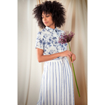 Mimosa-blouse-blue-jungle-&-Kreta-skirt-blue-stripe