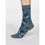 SPM609-TEAL-GREEN--Evan-Square-Print-Organic-Cotton-Socks-in-Teal-Green-1S