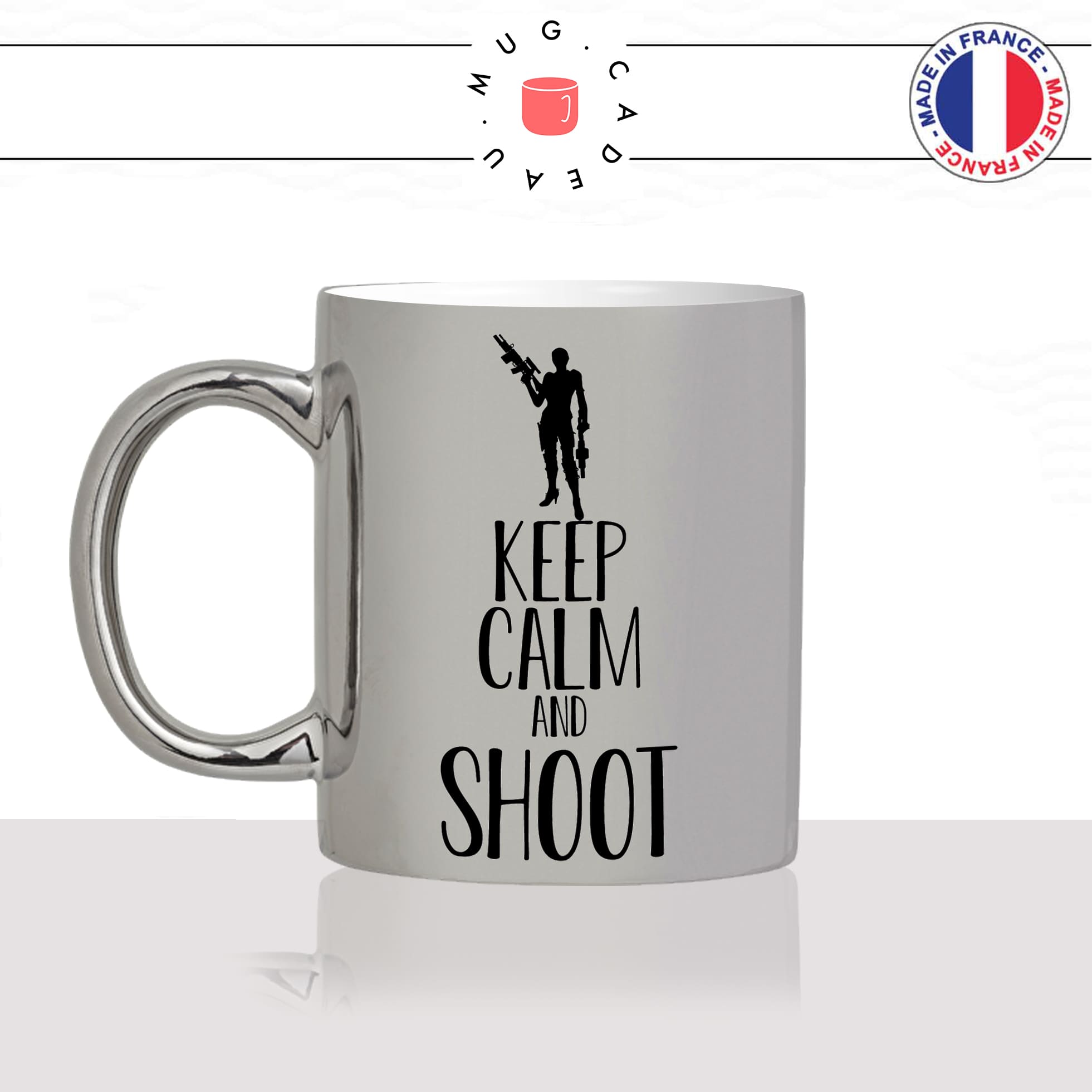 mug-tasse-argent-argenté-silver-keep-calm-and-shoot-tir-arme-fusil-beretta-pompe-femme-stylé-humour-idée-cadeau-fun-cool-café-thé