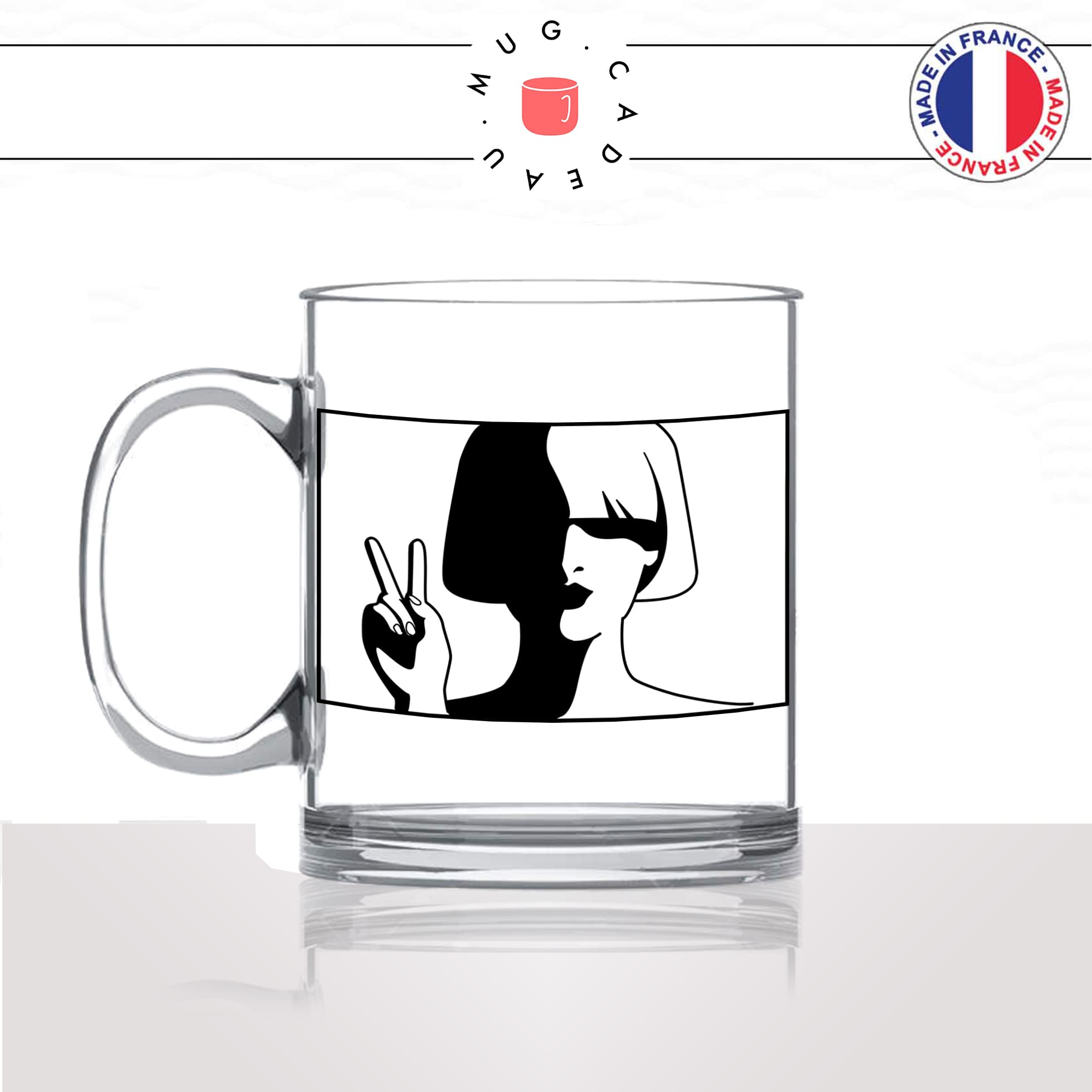 mug-tasse-en-verre-transparent-glass-dessin-femme-ombre-noire-hello-victoire-japonaise-coupe-carré-décoration-stylé-idée-cadeau-fun-cool-café-thé