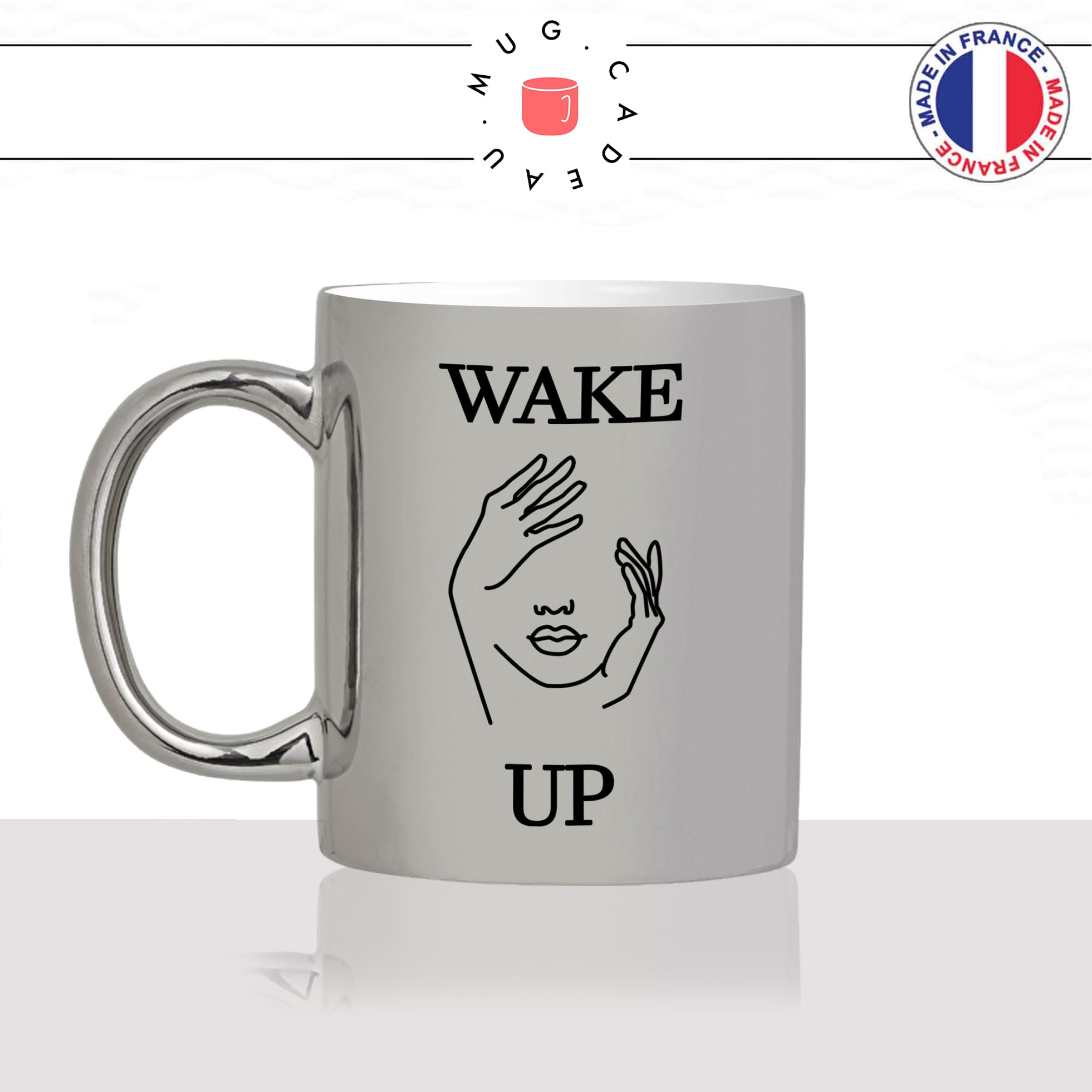 mug-tasse-argent-argenté-silver-wake-up-visage-femme-reveil-matin-dessin-collegue-reveille-toi-humour-stylé-idée-cadeau-fun-cool-café-thé