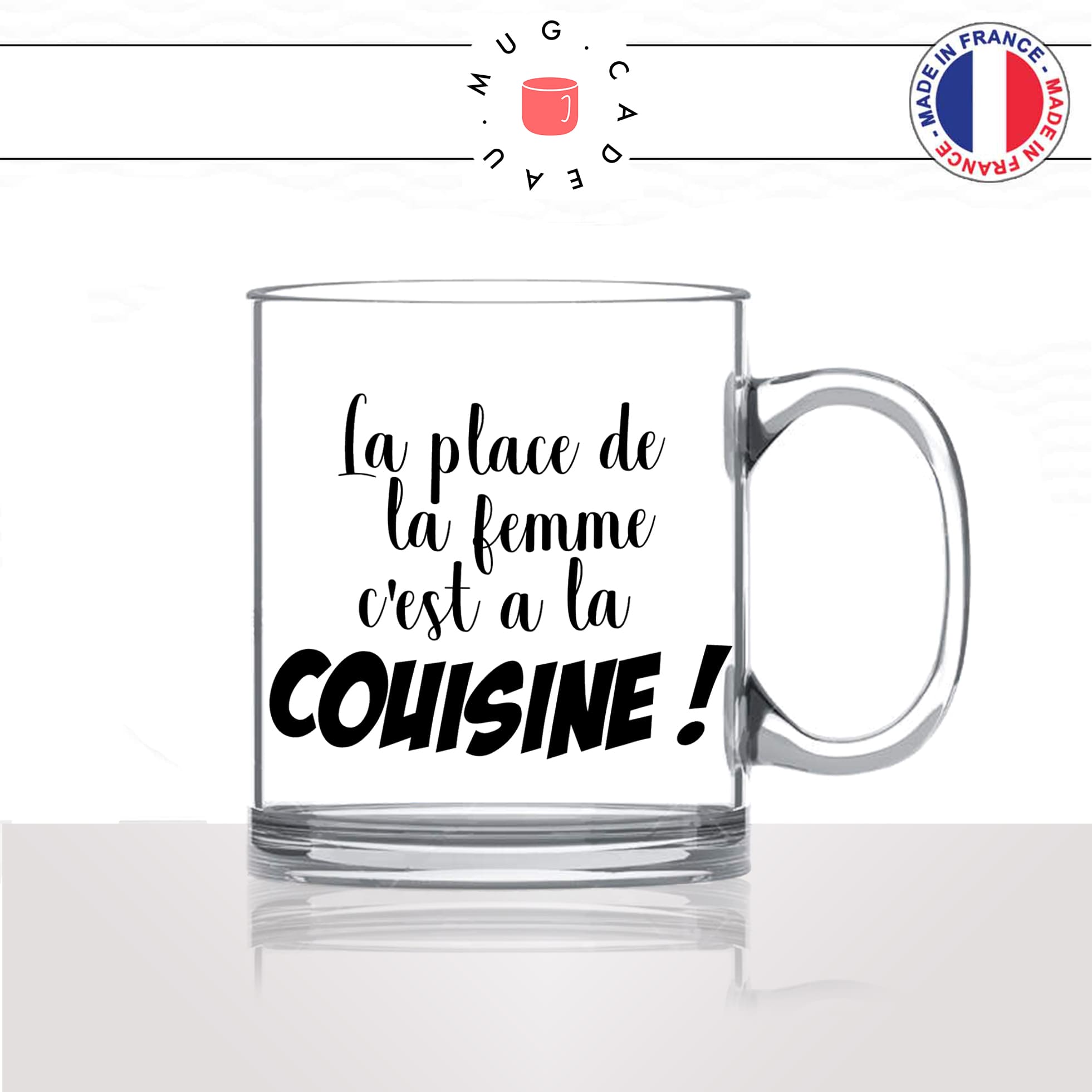 mug-tasse-en-verre-transparent-glass-la-place-de-la-femme-cest-a-la-couisine-sambrana-meme-internet-humour-idée-cadeau-fun-cool-café-thé2