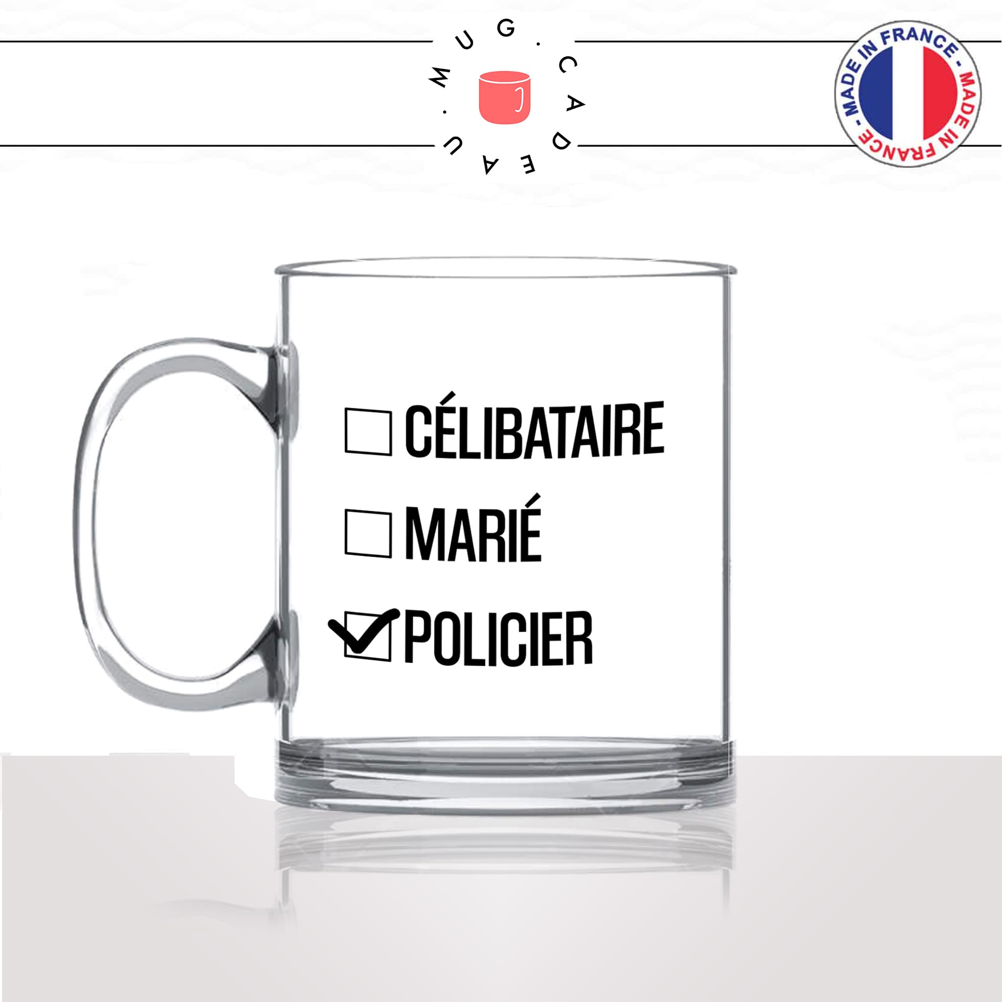 mug-tasse-en-verre-transparent-glass-celibataire-marié-policier-fonctionnaire-de-police-travail-métier-fun-cool-café-thé-idée-cadeau-original