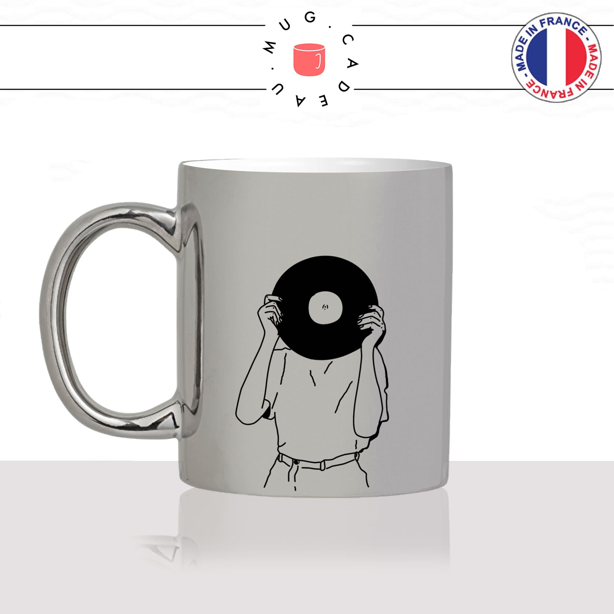 mug-tasse-argent-argenté-silver-disque-vinyl-femme-dessin-chanson-platine-danse-chant-passion-idée-cadeau-fun-cool-café-thé