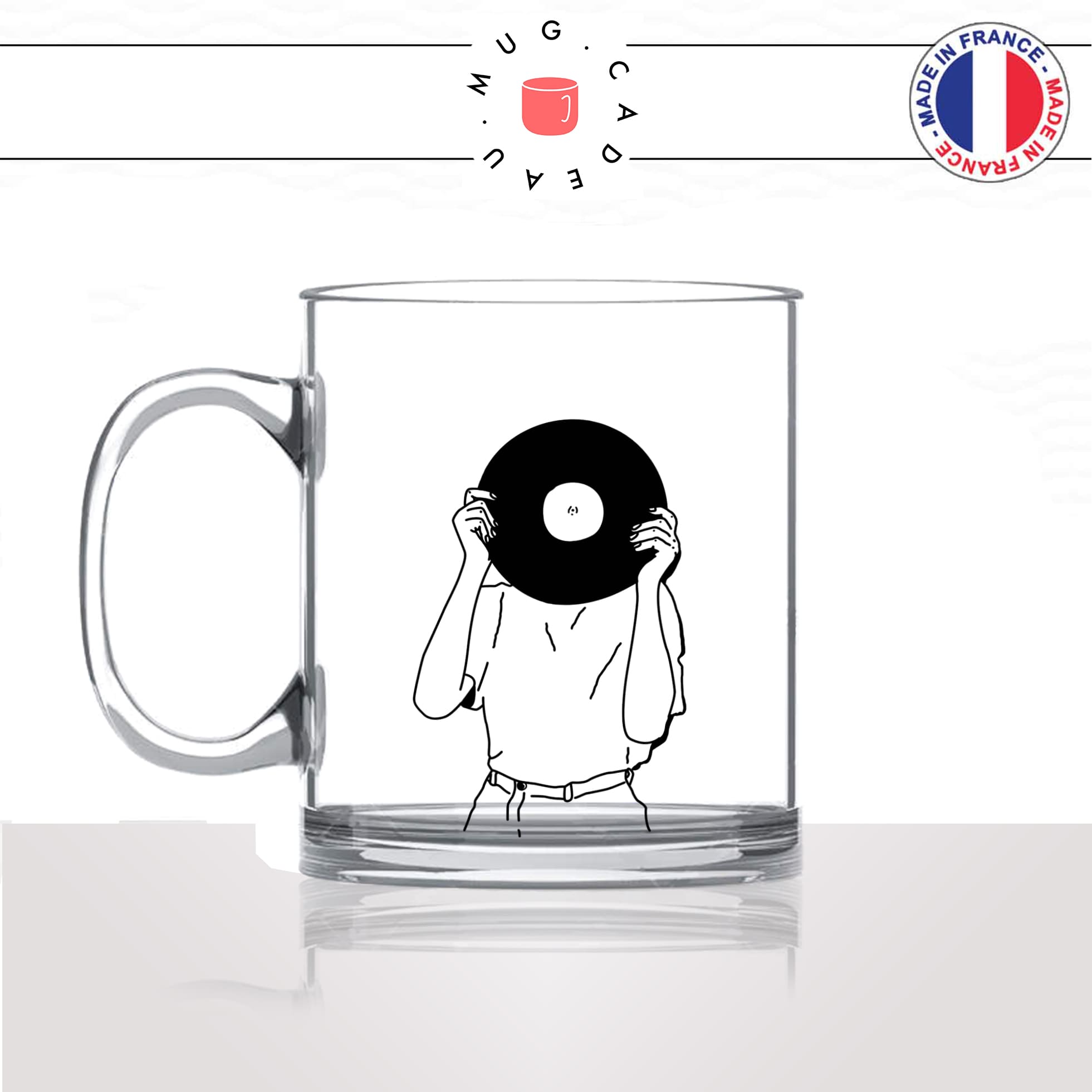 mug-tasse-en-verre-transparent-glass-disque-vinyl-femme-dessin-chanson-platine-danse-chant-passion-idée-cadeau-fun-cool-café-thé