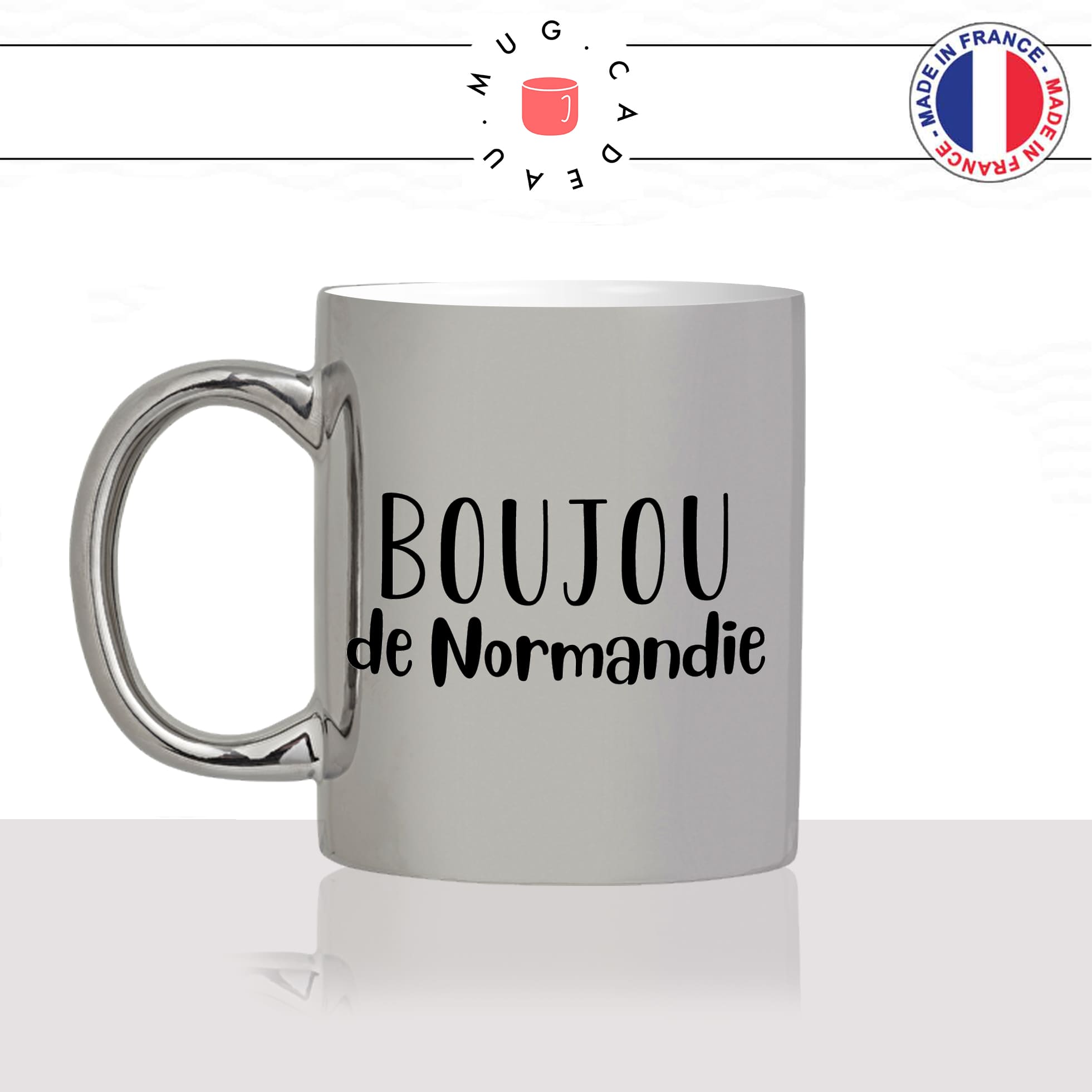 mug-tasse-argent-argenté-silver-boujou-de-normandie-normand-bisou-bonjour-patois-france-francais-idée-cadeau-fun-cool-café-thé