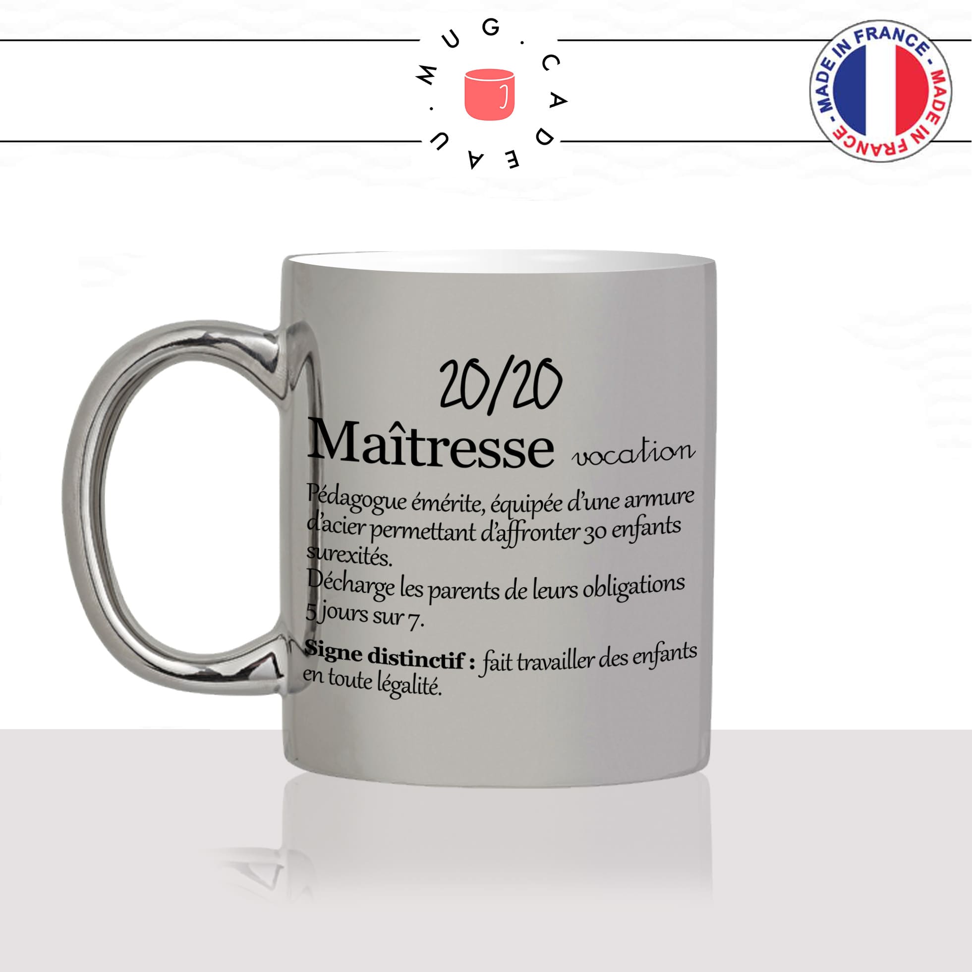 mug-tasse-argent-argenté-silver-femme-maitresse-definition-note-professeur-des-ecoles-enfant-scolaire-idée-cadeau-fun-cool-café-thé