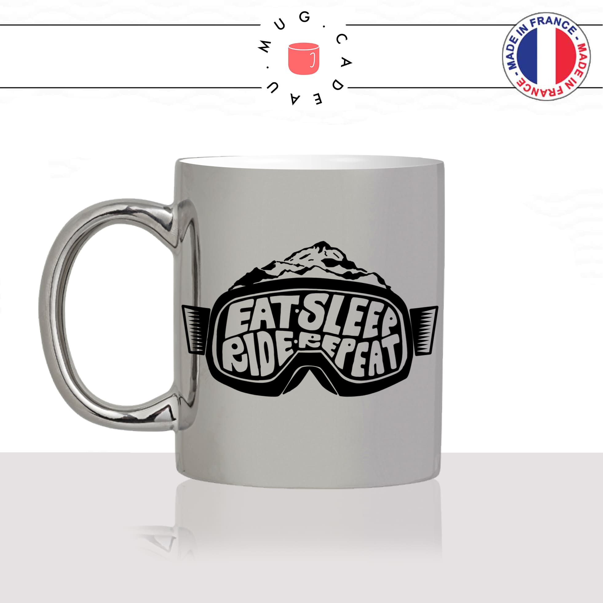 mug-tasse-argent-argenté-silver-ski-skieur-lunettes-masque-eat-sleep-ride-repeat-montagne-alpes-idée-cadeau-fun-cool-café-thé-original
