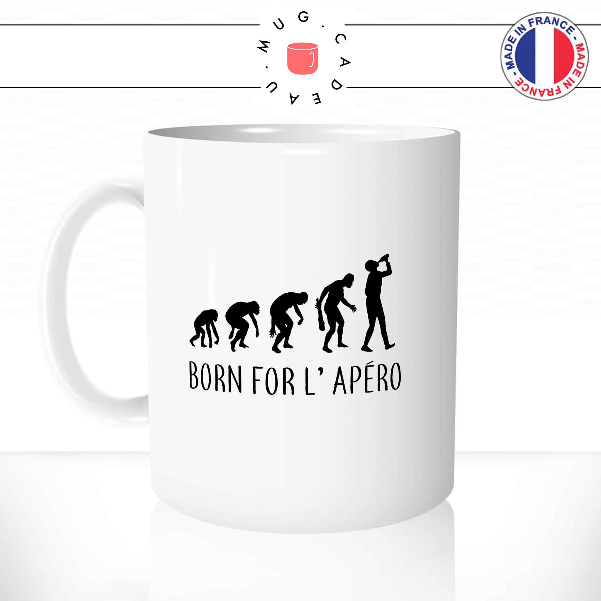 mug-tasse-blanc-unique-born-for-l'apéro-evolution-humaine-homme-femme-parodie-humour-fun-cool-idée-cadeau-original-personnalisé