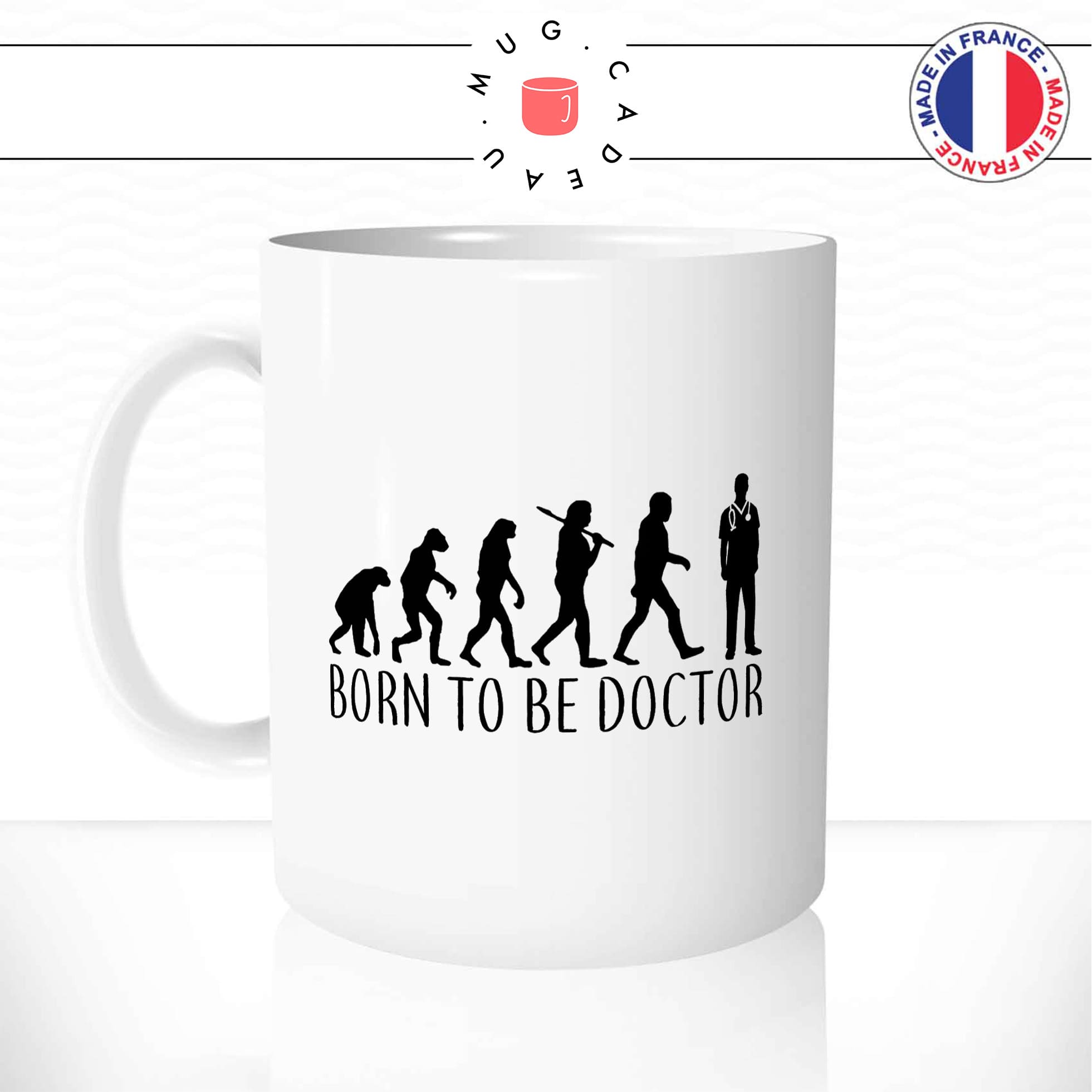 mug-tasse-blanc-unique-born-to-be-doctor-docteur-evolution-humaine-homme-femme-humour-fun-cool-idée-cadeau-original-personnalisé