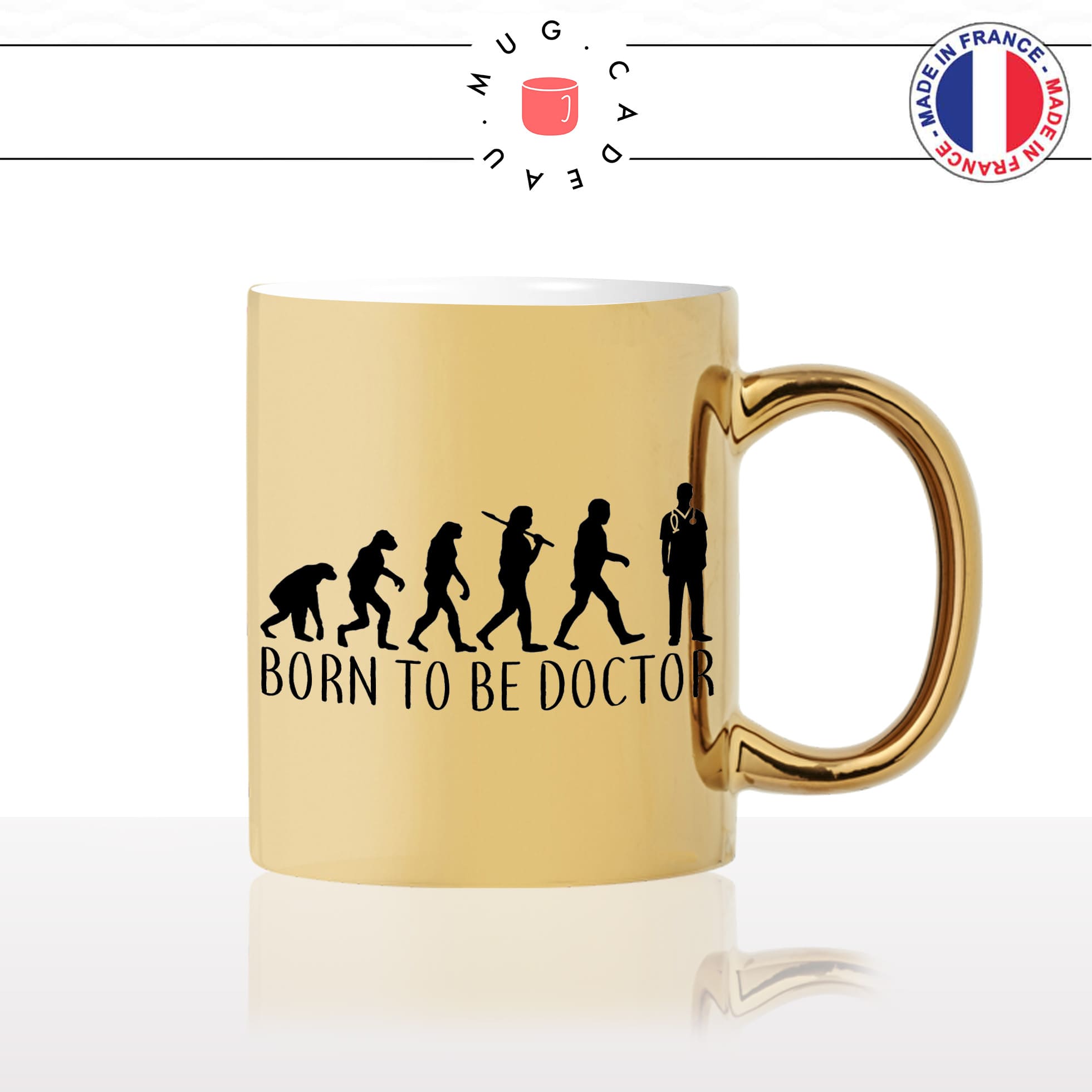 mug-tasse-or-doré-gold-unique-born-to-be-doctor-docteur-evolution-humaine-homme-femme-humour-fun-cool-idée-cadeau-original-personnalisé2
