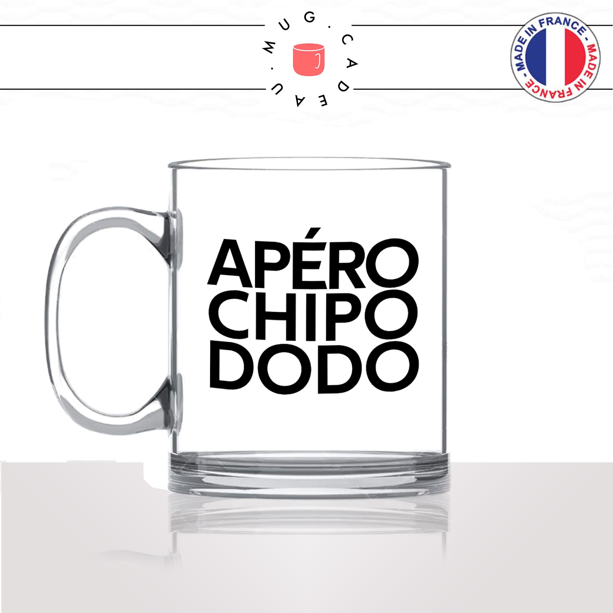 mug-tasse-en-verre-transparent-glass-apéro-chipo-dodo-copains-vacances-saucisse-barbecue-sieste-soleil-humour-fun-idée-cadeau-original