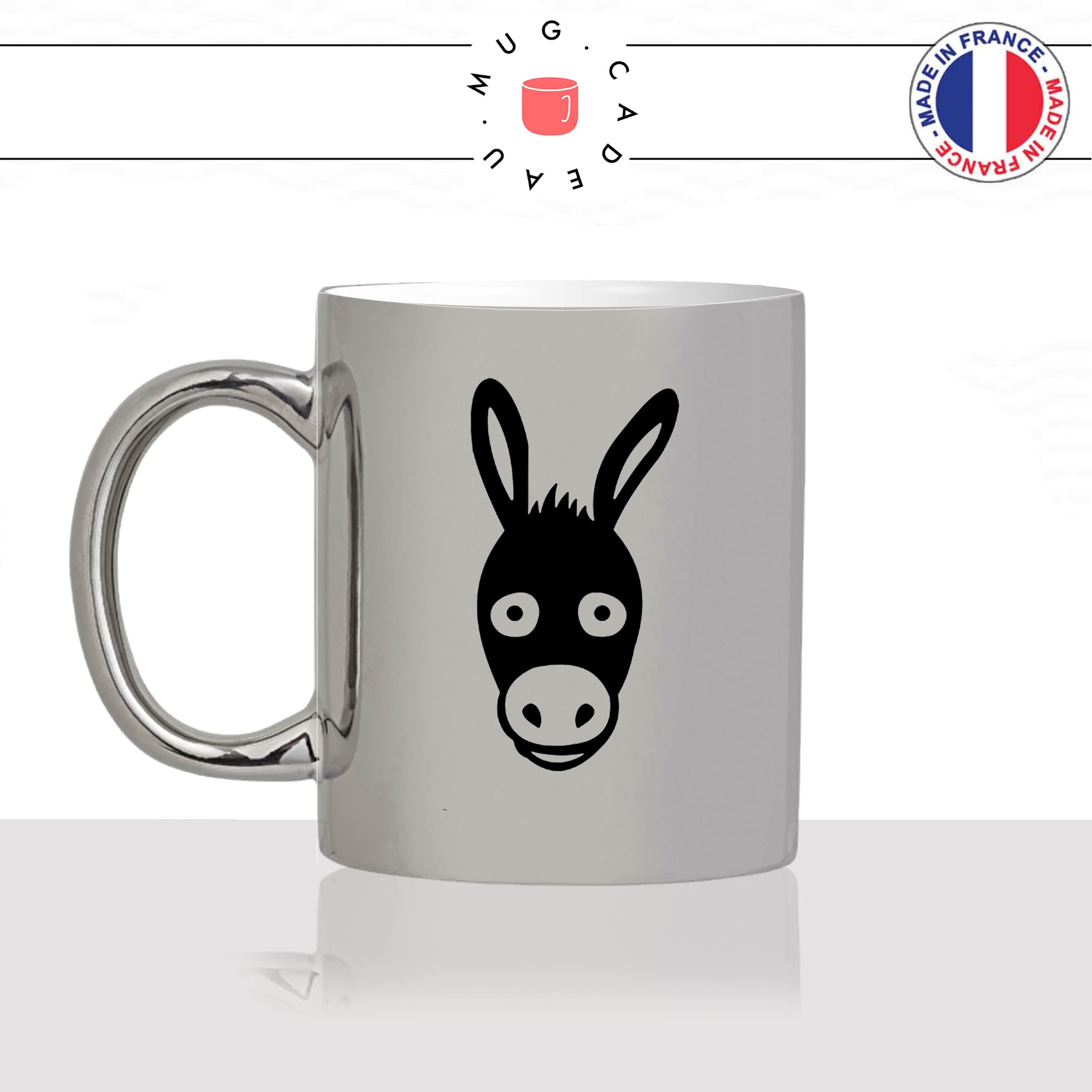 mug-tasse-argenté-argent-gris-silver-dessin-tete-de-mule-cheval-ane-expression-animaux-humour-fun-idée-cadeau-originale-cool