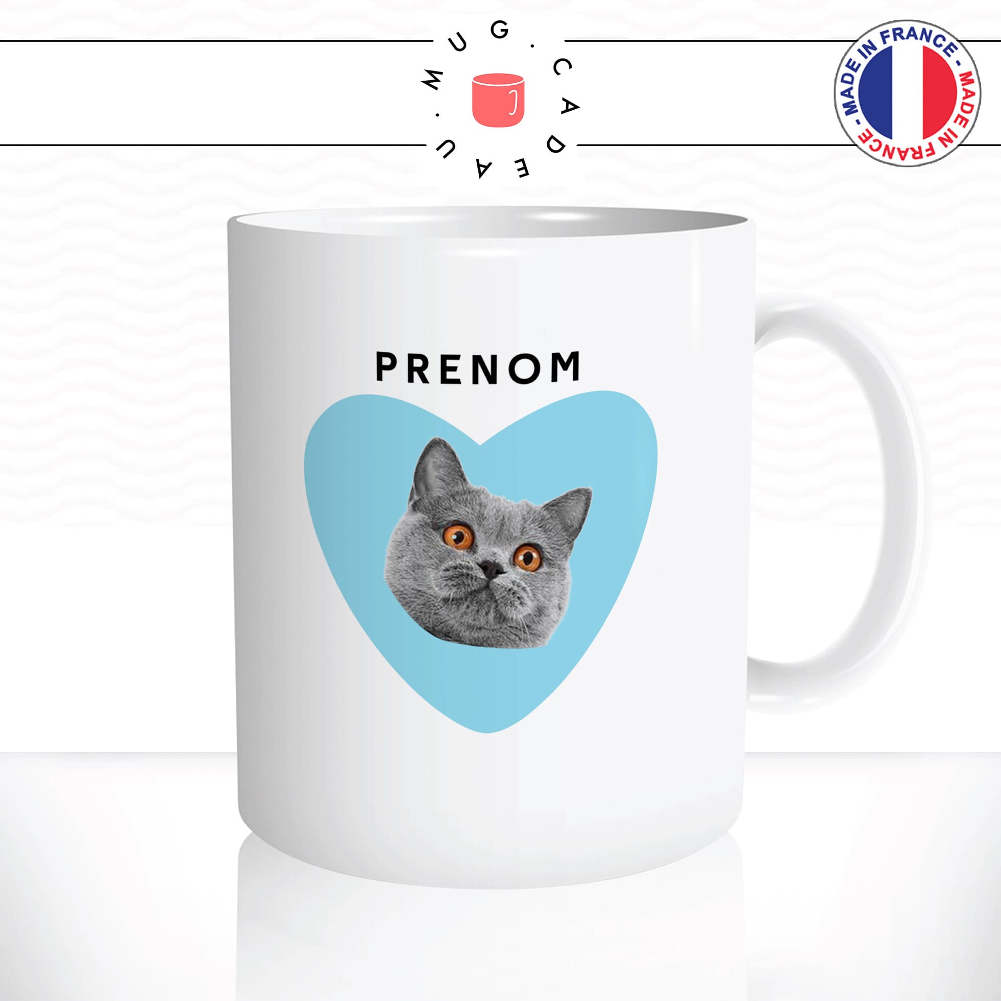 Mug Chat Cœur Personnalisable - Animaux Personnalisable - Mug-Cadeau