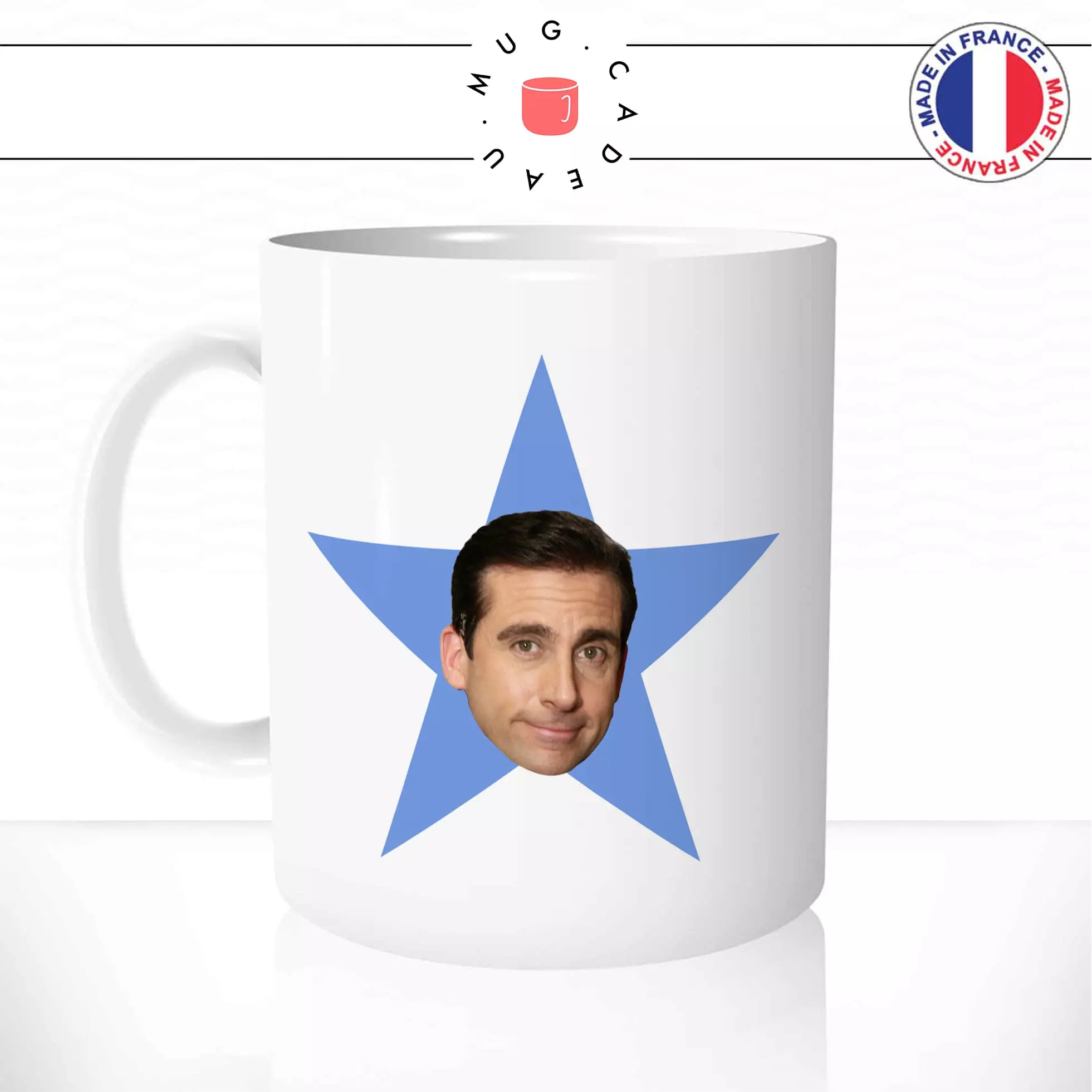 Mug blanc parodie The Office avec votre photo dans une étoile, personnalisable