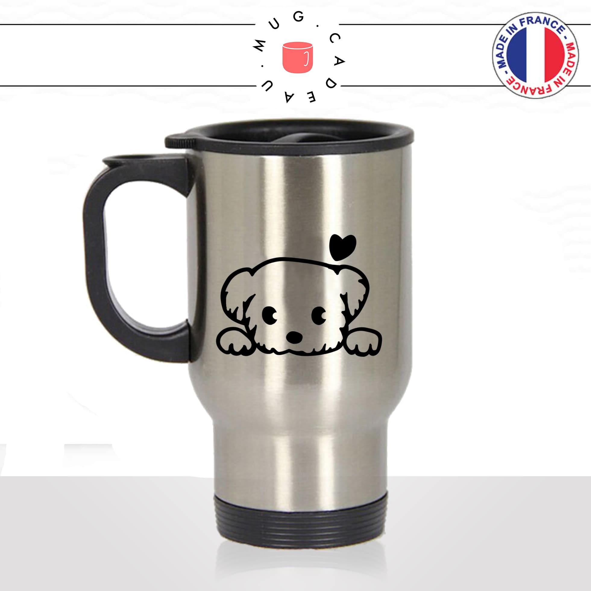 mug-tasse-thermos-de-voyage-inox-gris-chien-caniche-coeur-maitre-mignon-dessin-chiot-animal-mignon-idée-cadeau-original-unique