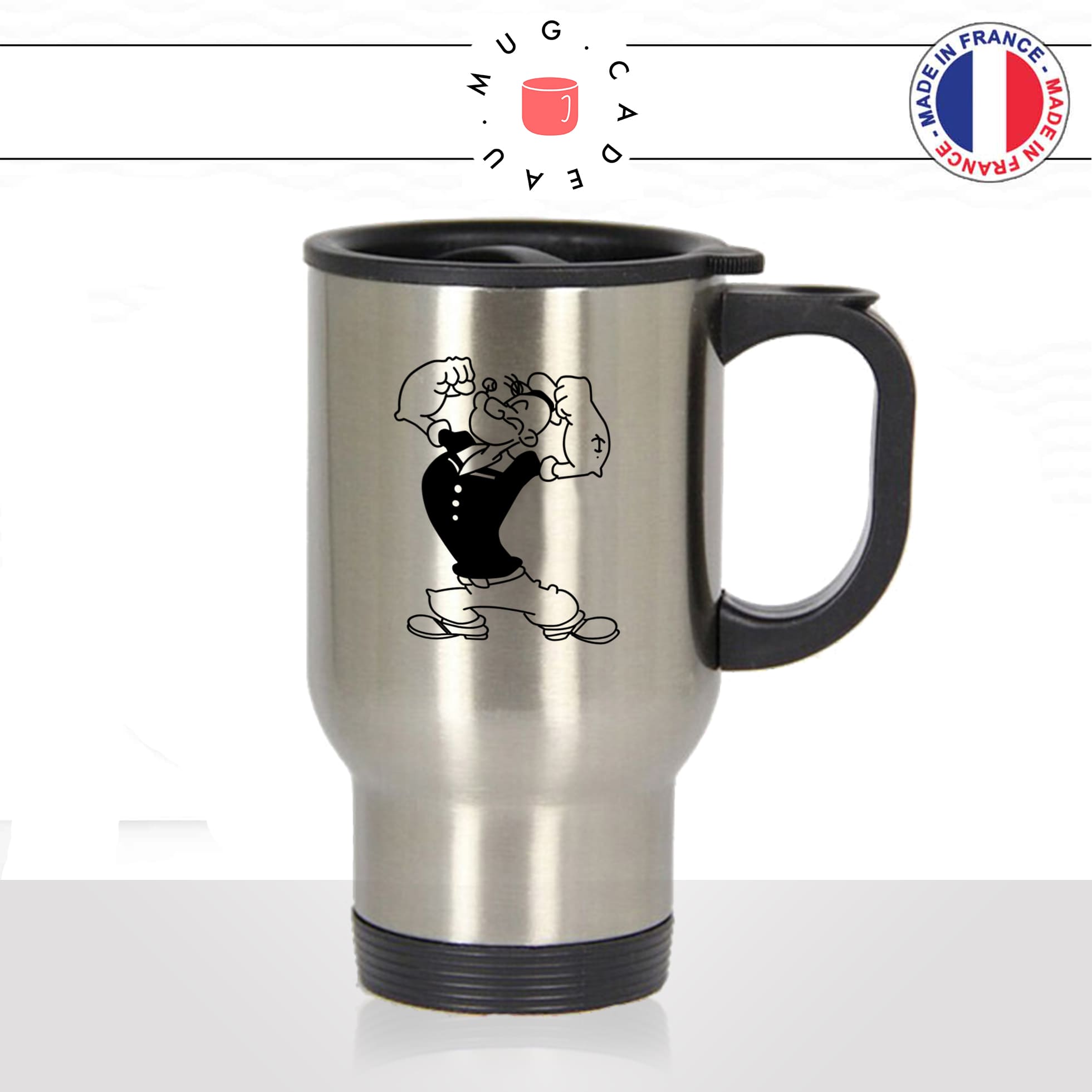 mug-tasse-de-voyage-inox-gris-café-a-emporter-dessin-animé-popeye-noir-et-blanc-homme-fort-viril-epinards-musculation-idée-cadeau-original2