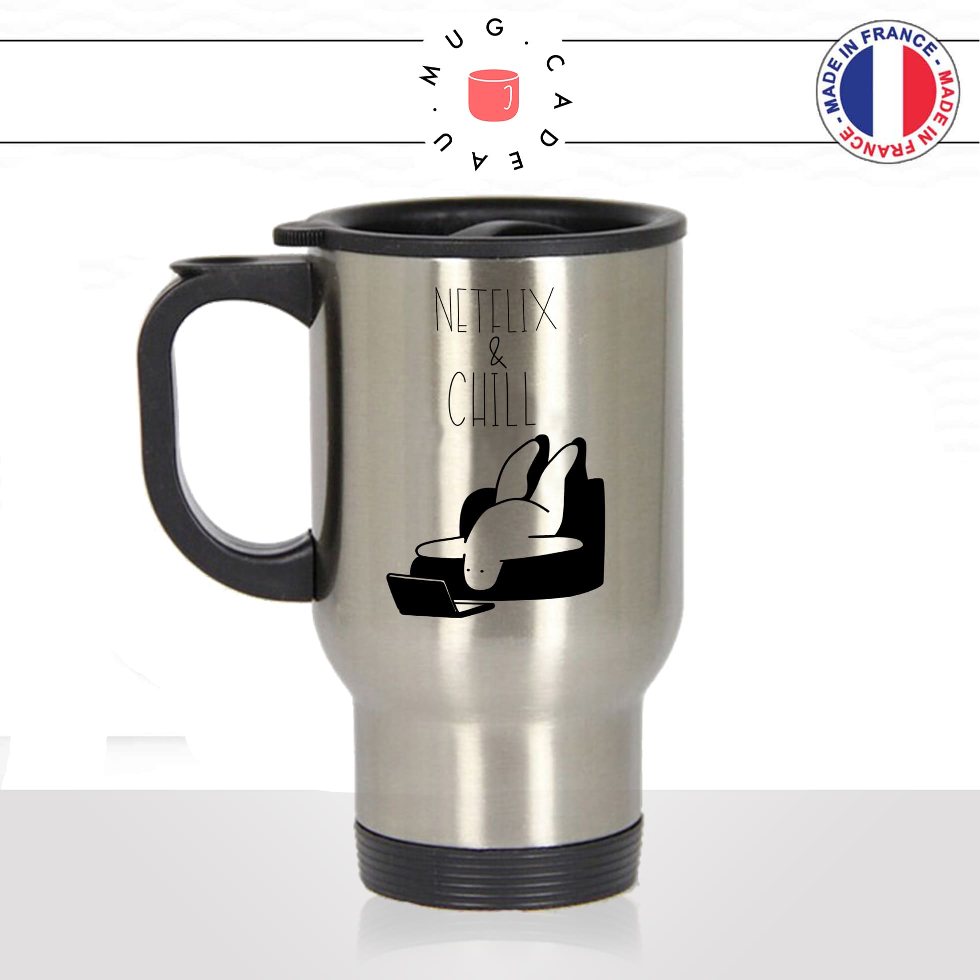 mug-tasse-de-voyage-inox-gris-café-a-emporter-chill-dessin-série-film-a-la-demande-canapé-ordi-télé-drole-cool-fun-idée-cadeau-original