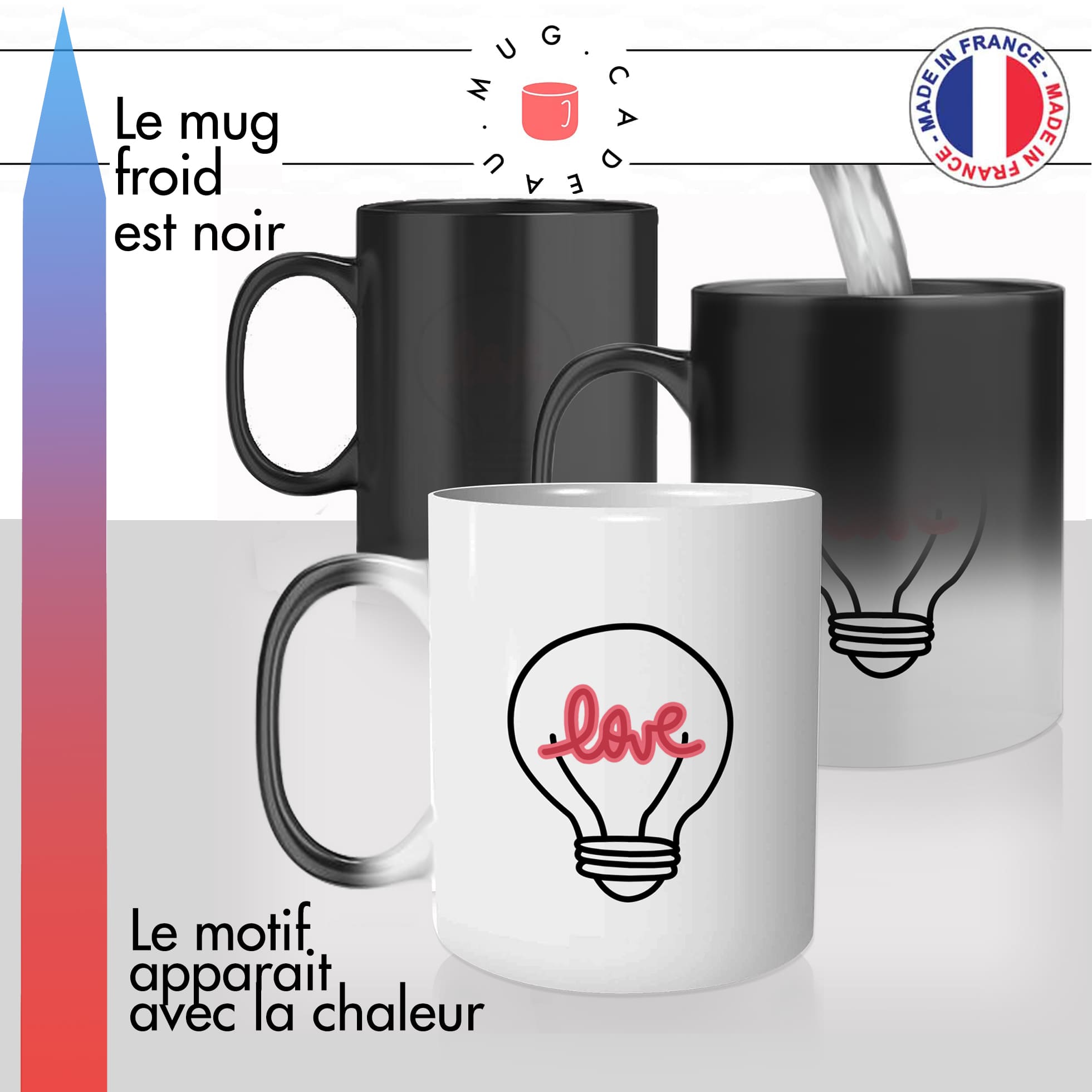 mug magique ampoule love neon amour couple idée cadeau tasse thermochauffante thermo reactif surprise