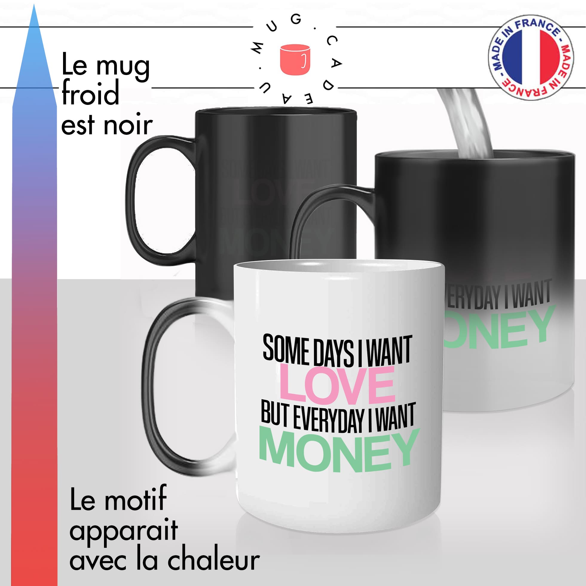 mug magique love money argent michto amour celibataire idée cadeau tasse thermochauffante thermo reactif surprise