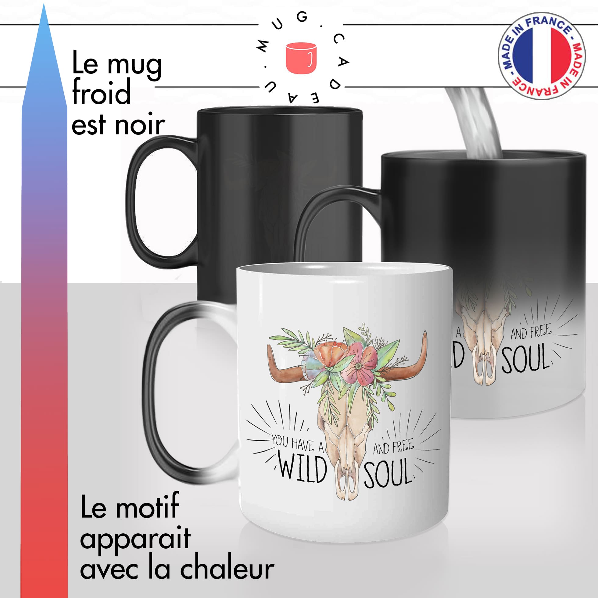 mug magique tete de buffle wild soul décoration boho chic idée cadeau tasse thermochauffante thermo reactif surprise