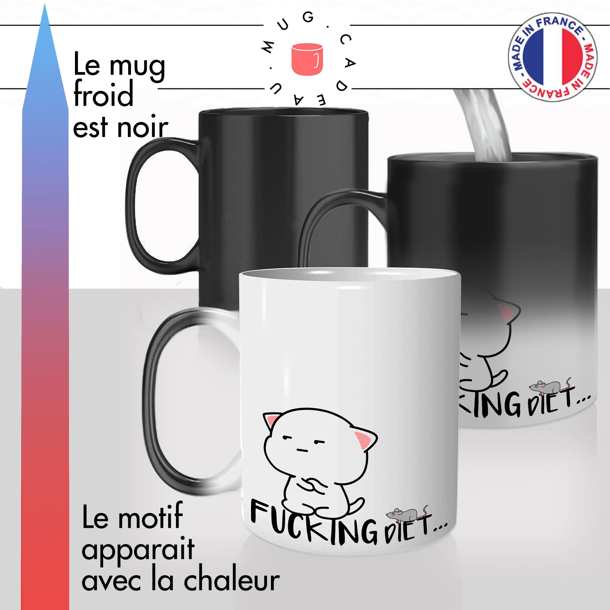mug magique thermoreactif thermo chauffant chat ficking diet regime souris chaton mignon idée cadeau