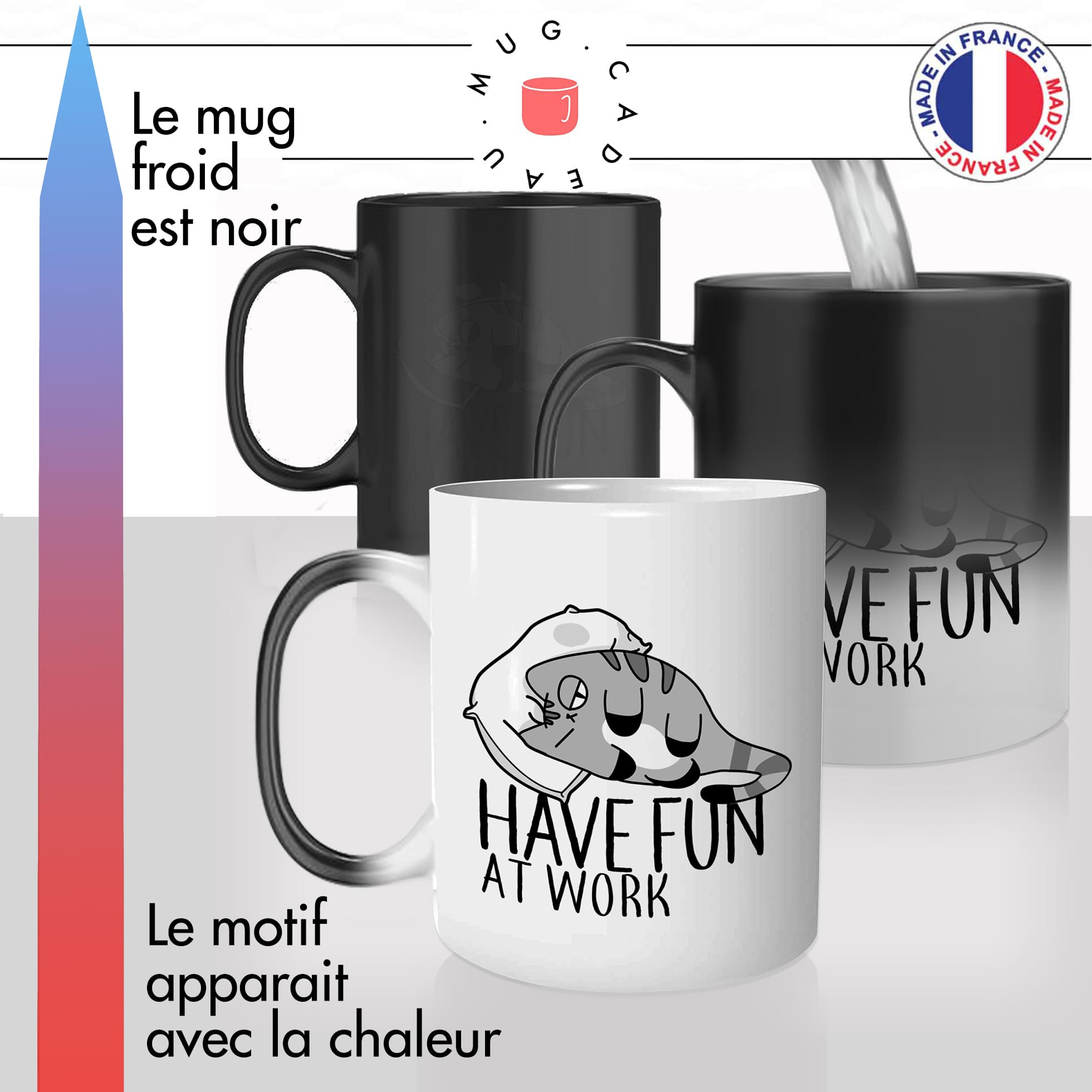 mug magique thermoreactif thermo chauffant chat sieste have fun at work travail chaton mignon idée cadeau