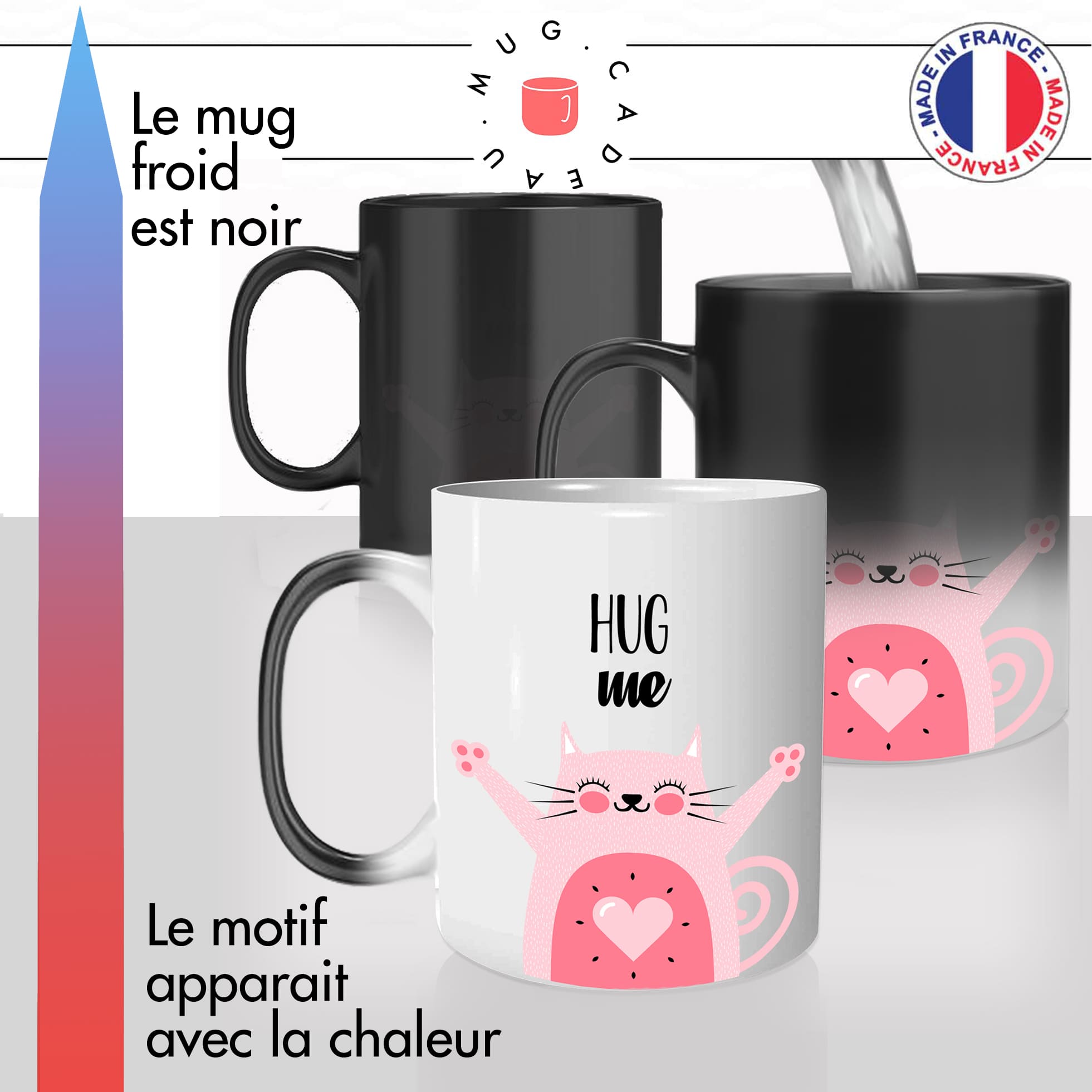 mug magique thermoreactif thermo chauffant chat hug me calin ronron chaton mignon idée cadeau