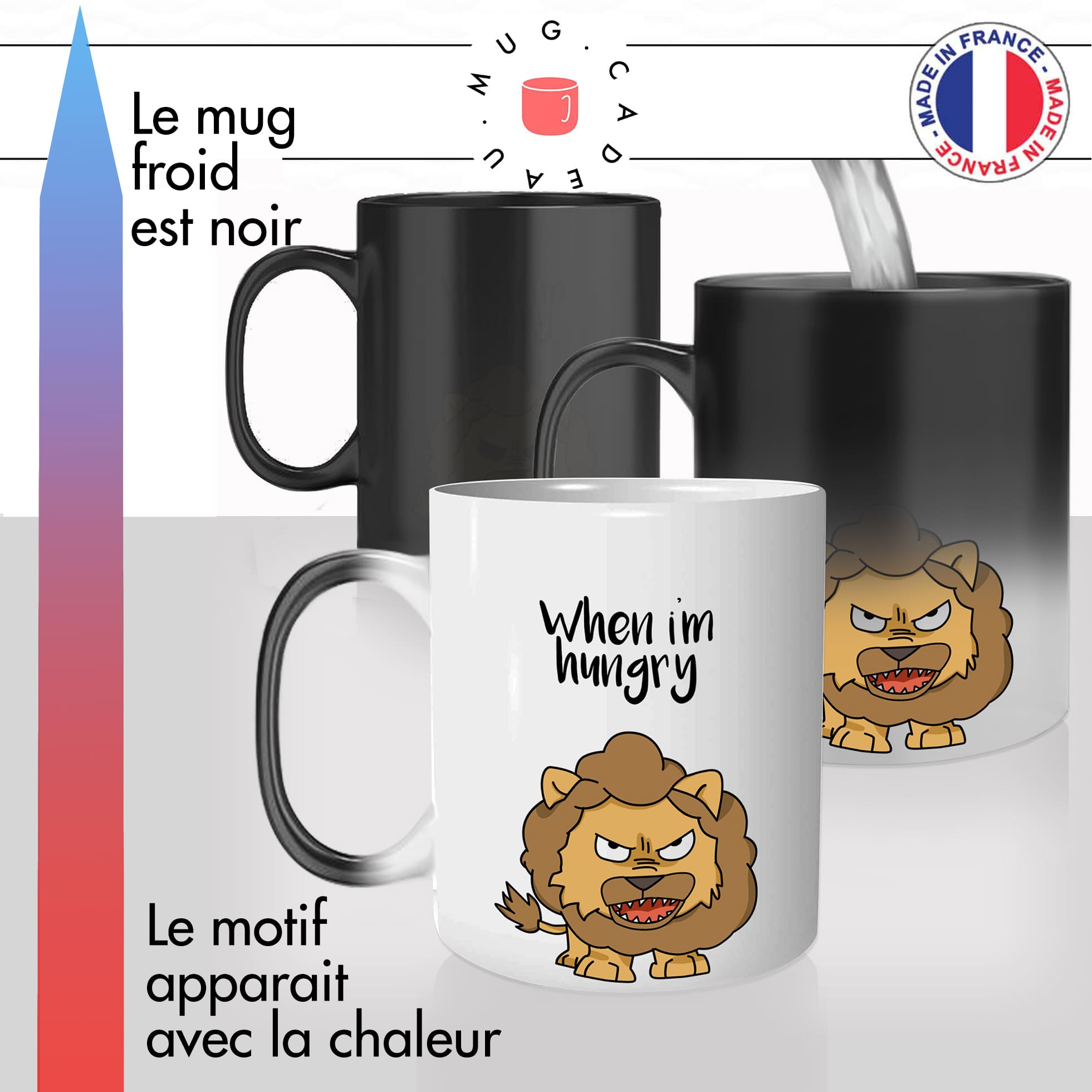 mug magique thermoreactif thermo chauffant chat lion quand jai faim colere chaton mignon idée cadeau