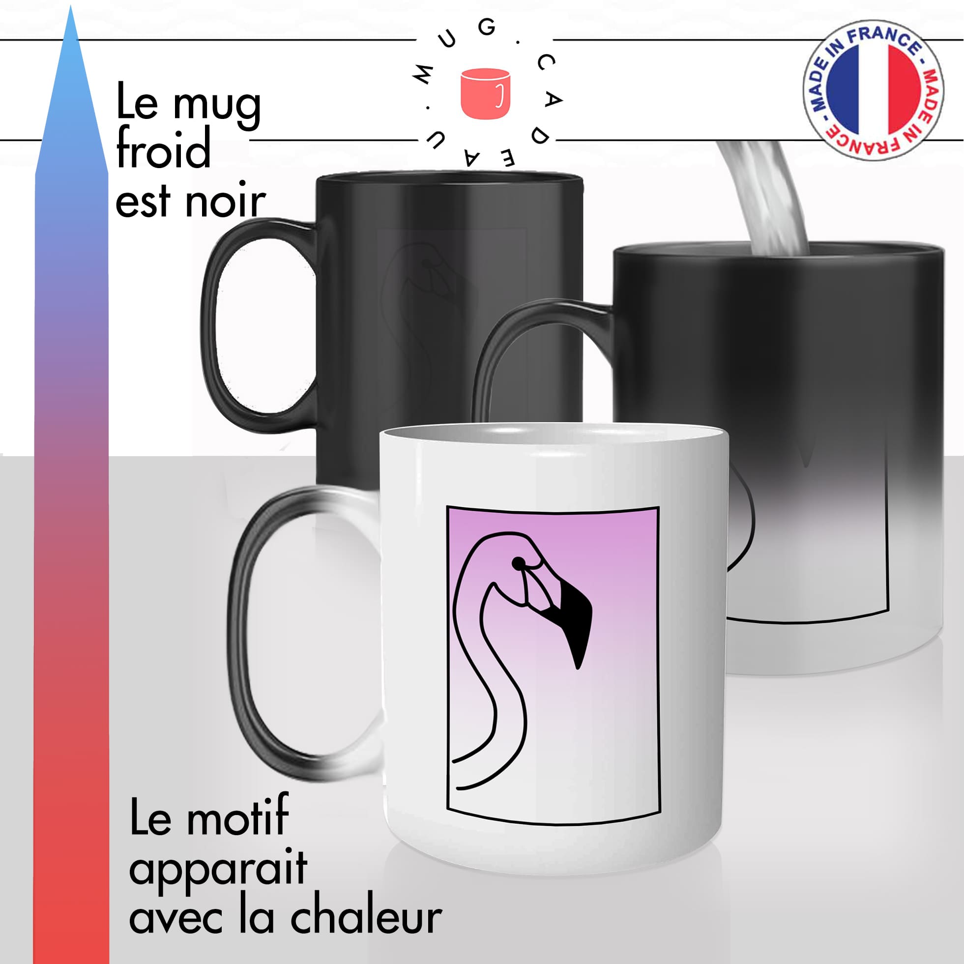 mug magique thermoreactif thermo chauffant flamand rose  savanne animal original idée cadeau
