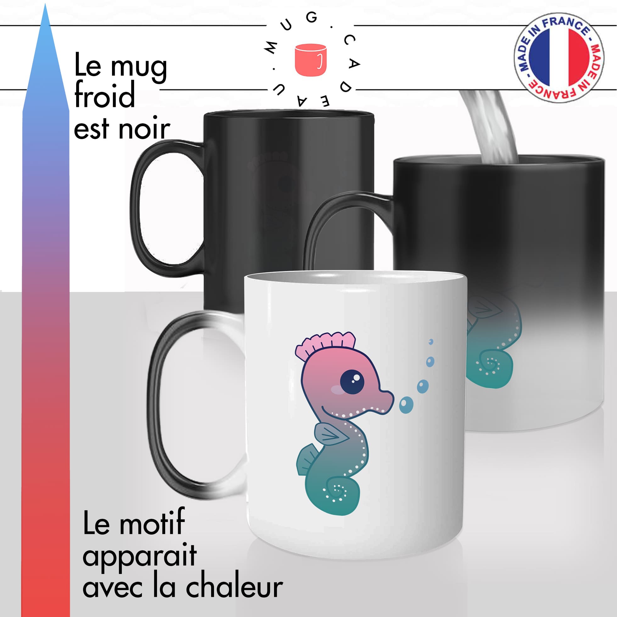 mug magique thermoreactif thermo chauffant hipocampe personnalisable animal original idée cadeau