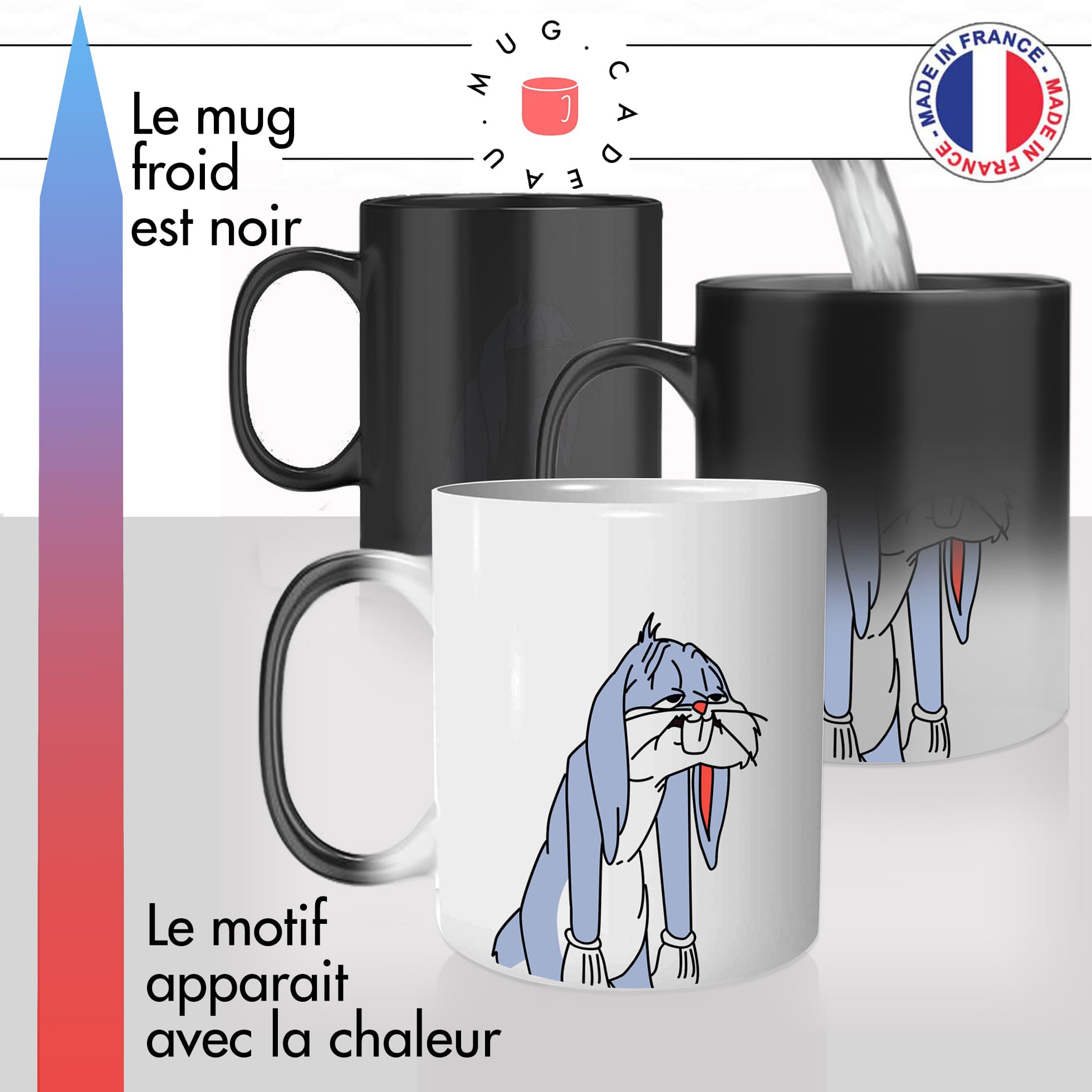 mug magique thermoreactif thermo chauffant lapin flemme personnalisable bunny animal original idée cadeau fun