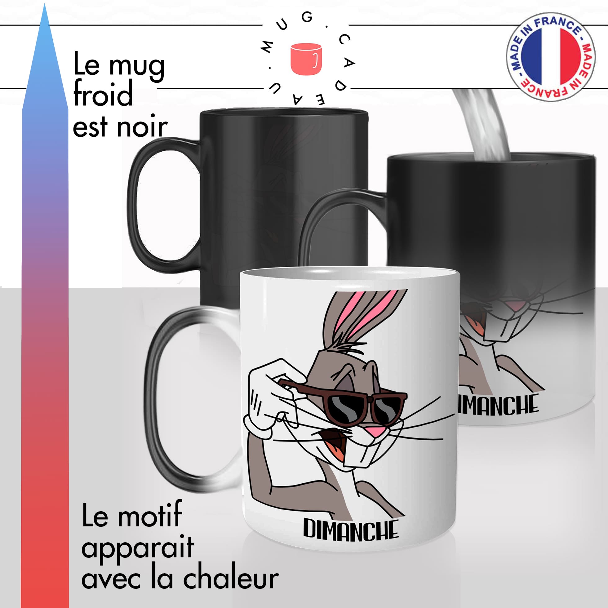 mug magique thermoreactif thermo chauffant lapin cool dimanche week end personnalisable bunny animal original idée cadeau fun