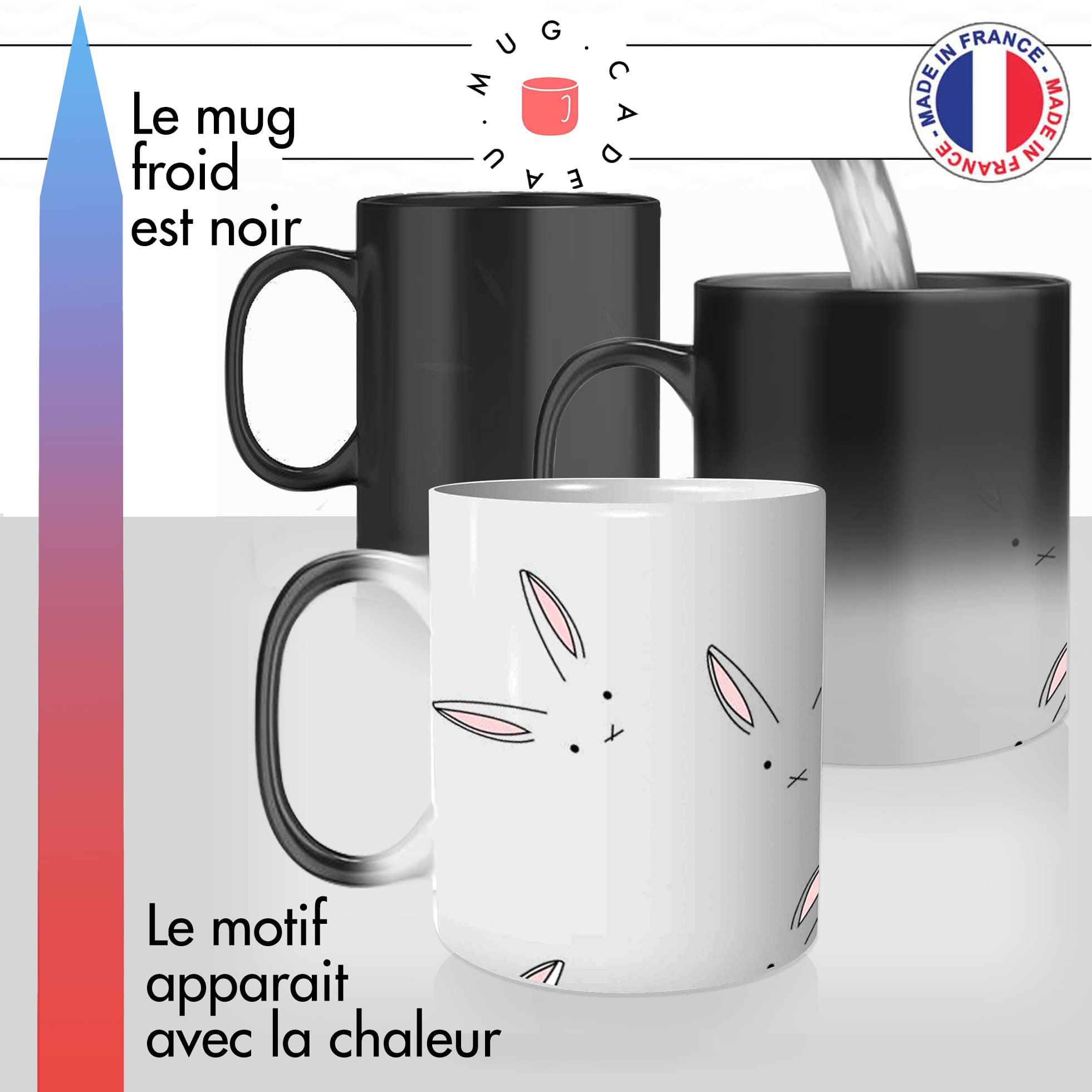 mug magique thermoreactif thermochauffant personnalisé tetes de lapins mignon personnalisable idée cadeau fun