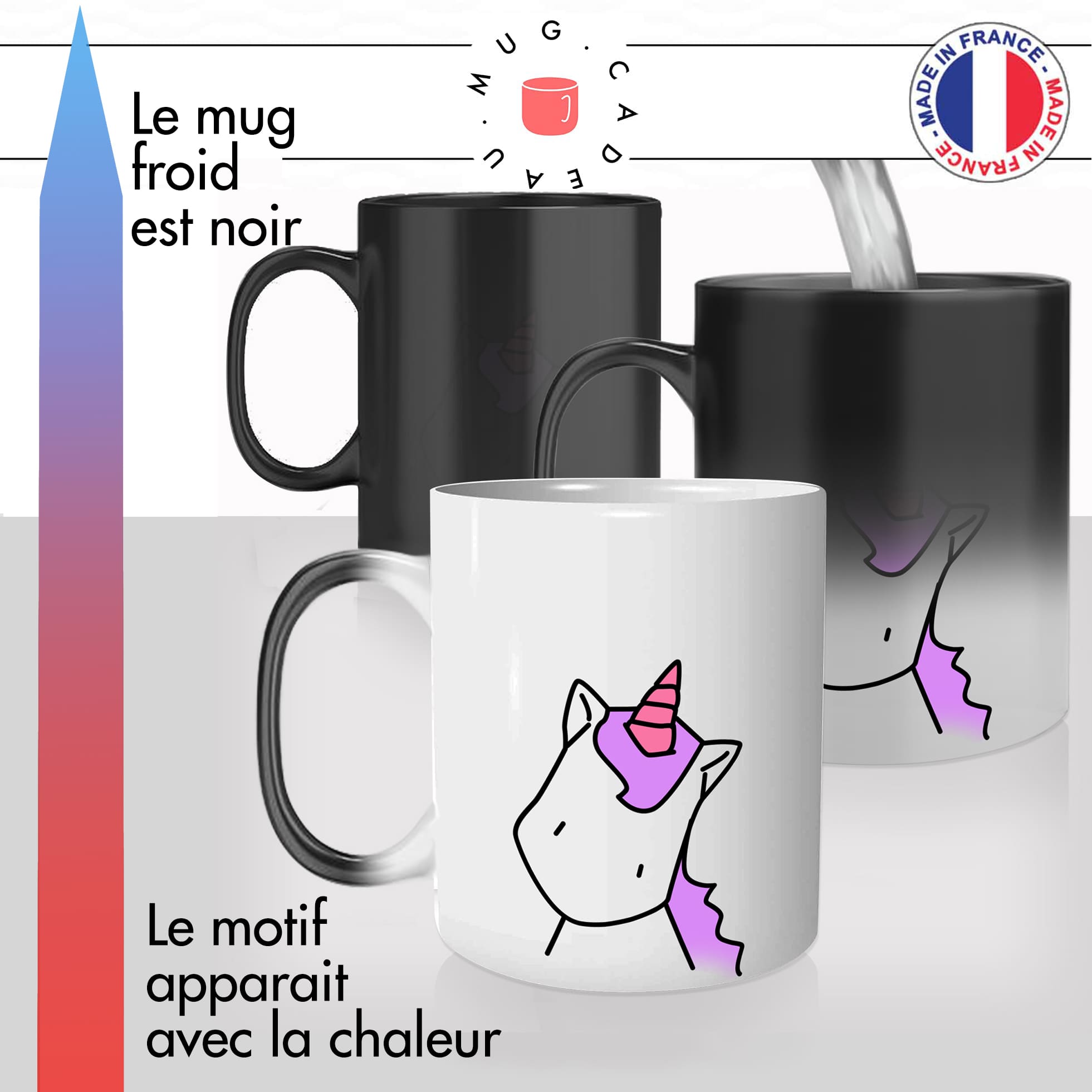 mug magique thermoreactif thermochauffant personnalisé licorne rose trop chou personnalisable idée cadeau fun