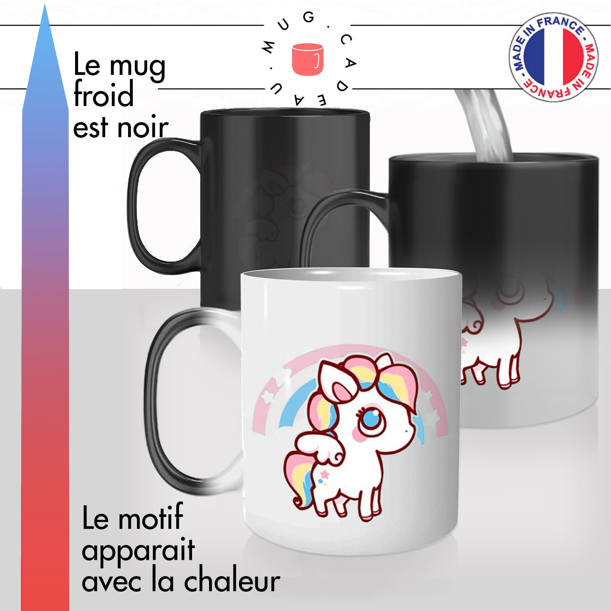 mug magique thermoreactif thermochauffant personnalisé licorne mignonne dessin personnalisable idée cadeau fun