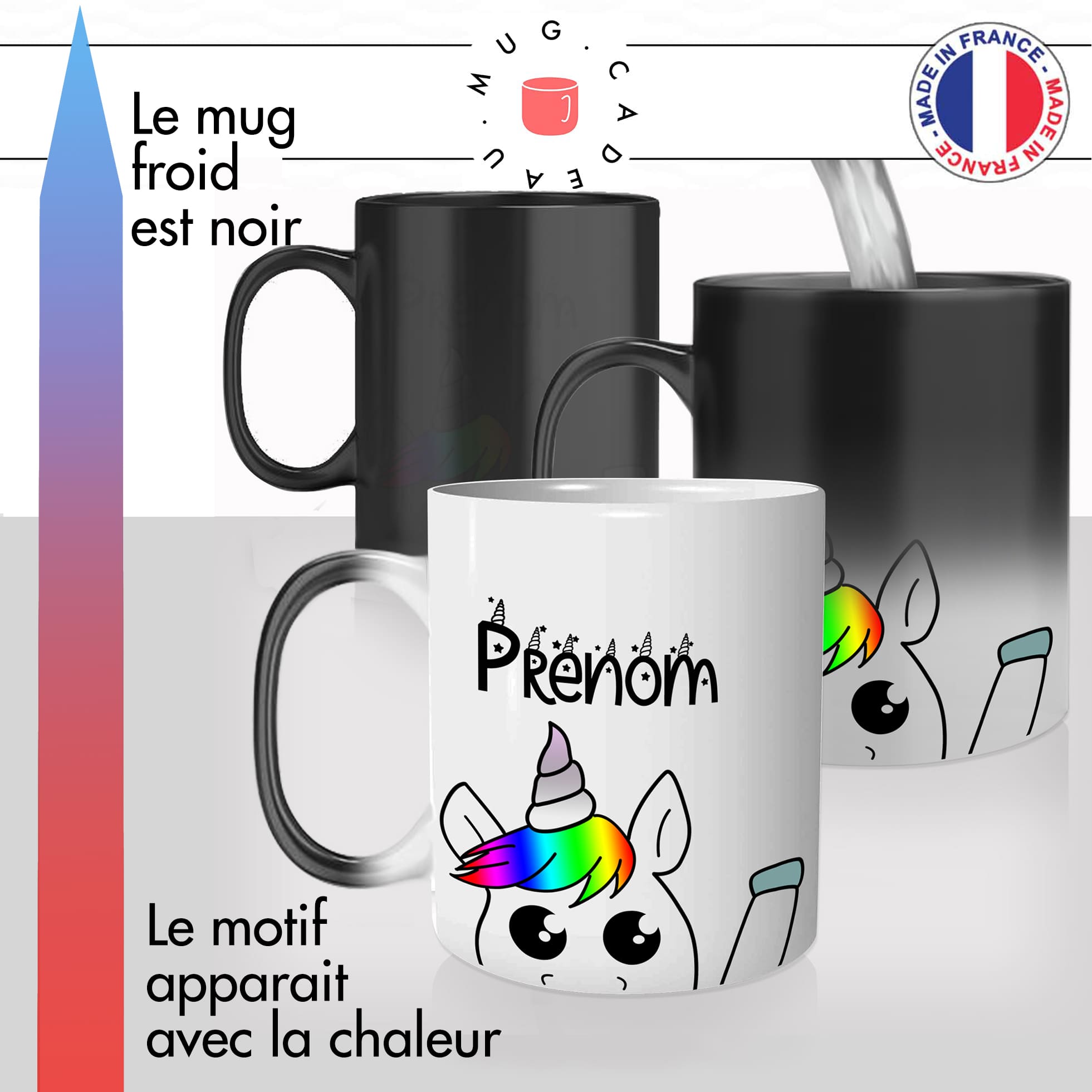 mug magique thermoreactif thermochauffant personnalisé licorne coucou prenom personnalisable idée cadeau fun