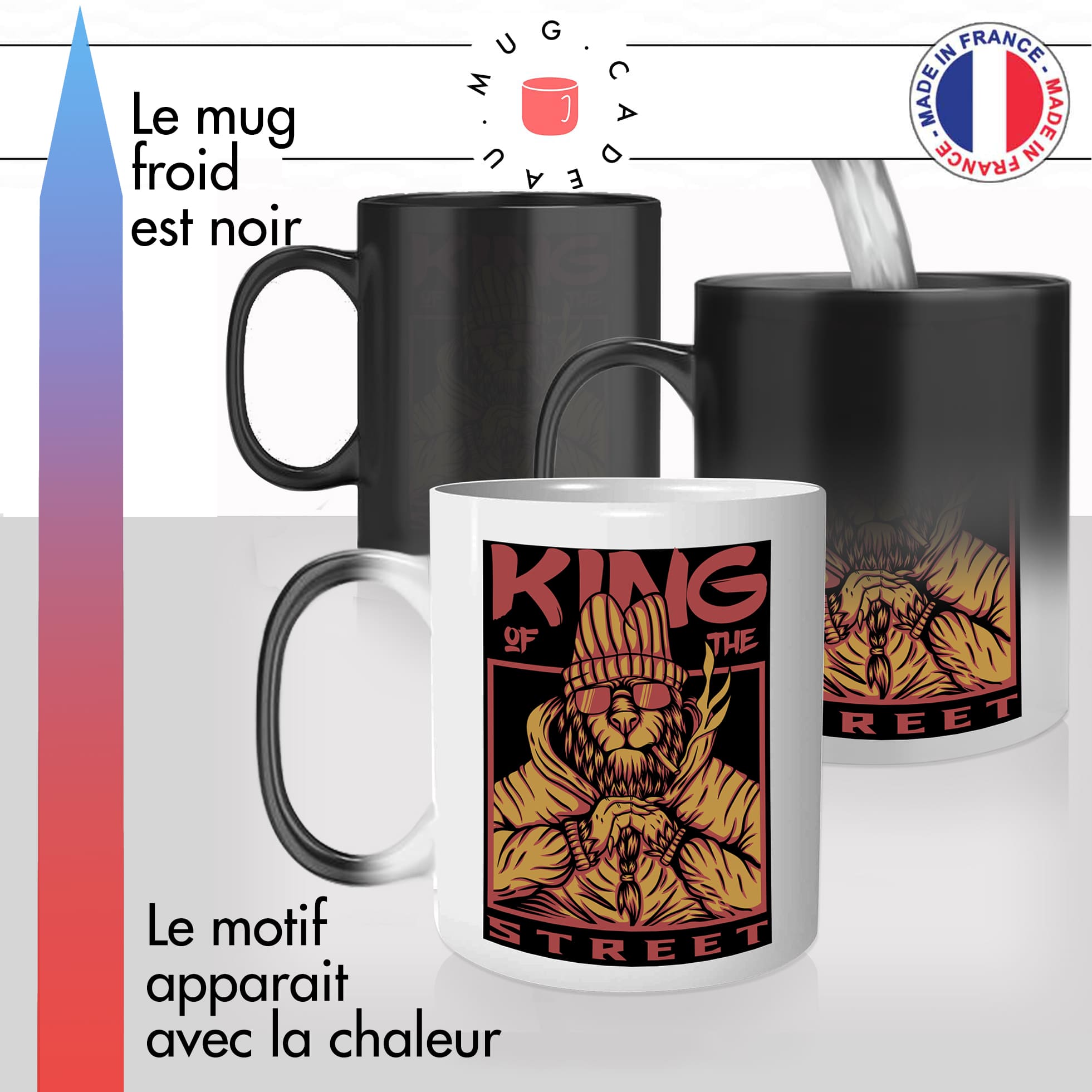 mug magique thermoreactif thermochauffant personnalisé lion king of the street thug roi personnalisable idée cadeau fun
