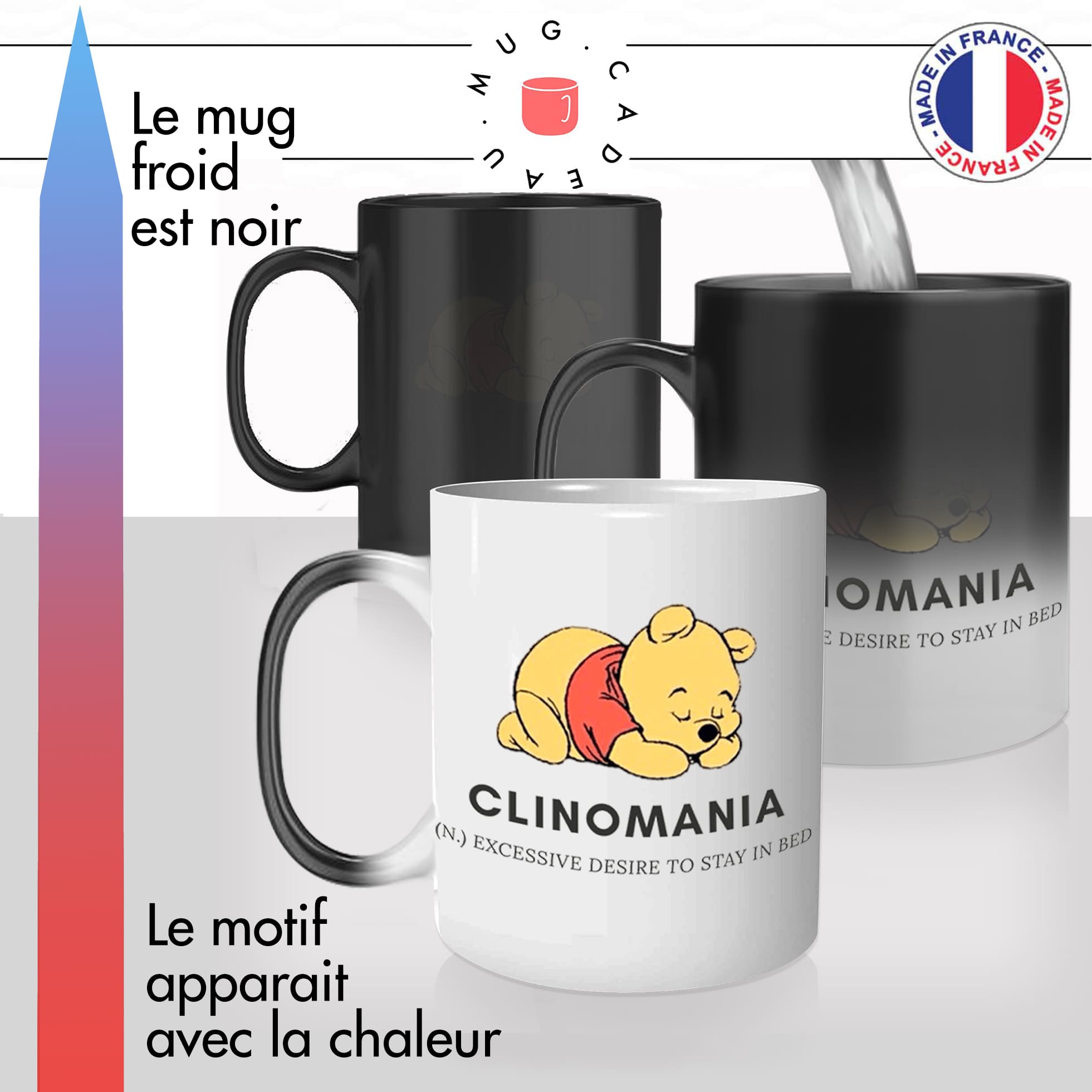 mug magique thermoreactif thermochauffant personnalisé ours clinomania sieste stay in bed ourson personnalisable idée cadeau fun