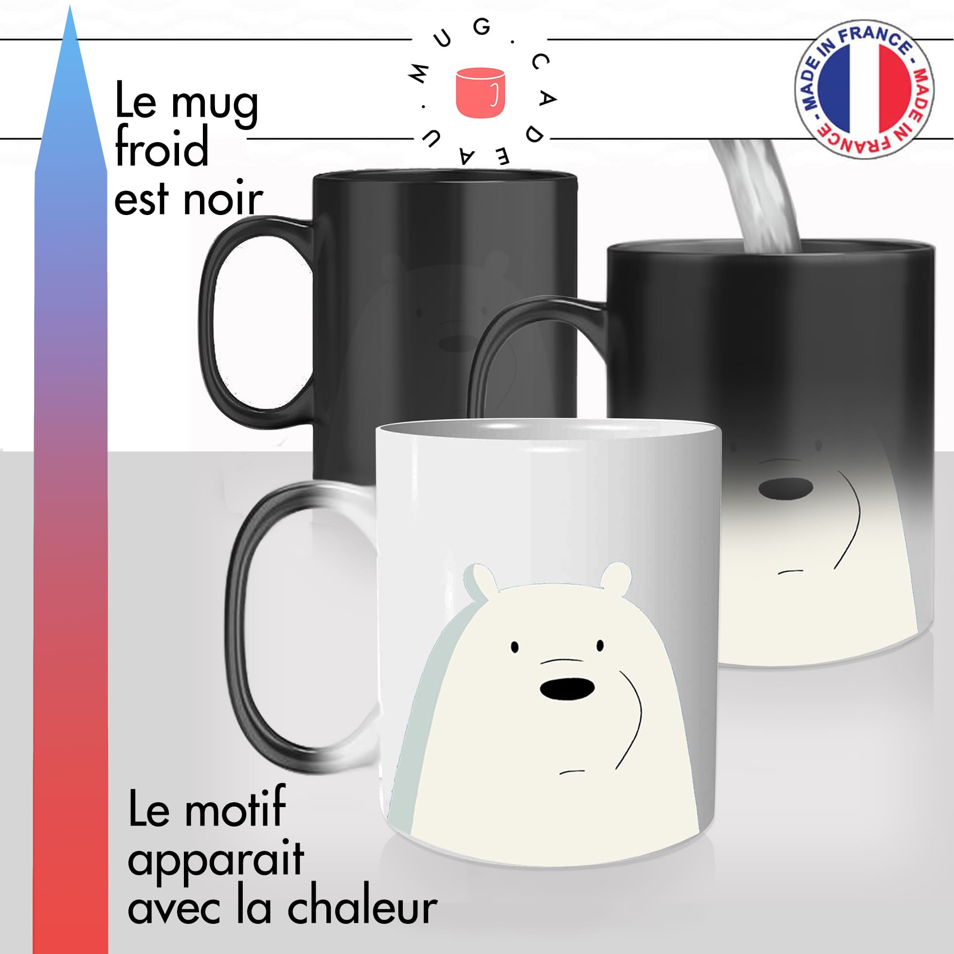 mug magique thermoreactif thermochauffant personnalisé ours blanc et noir personnalisable idée cadeau fun